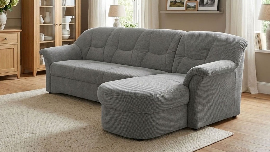 OTTO home Ecksofa "Langelland 232 x 146 cm, auch mit Schlaffunktion, mittelfester Sitz" L-Form, mit Federkern, pflegeleichter Pet Friendly Bezugsstoff