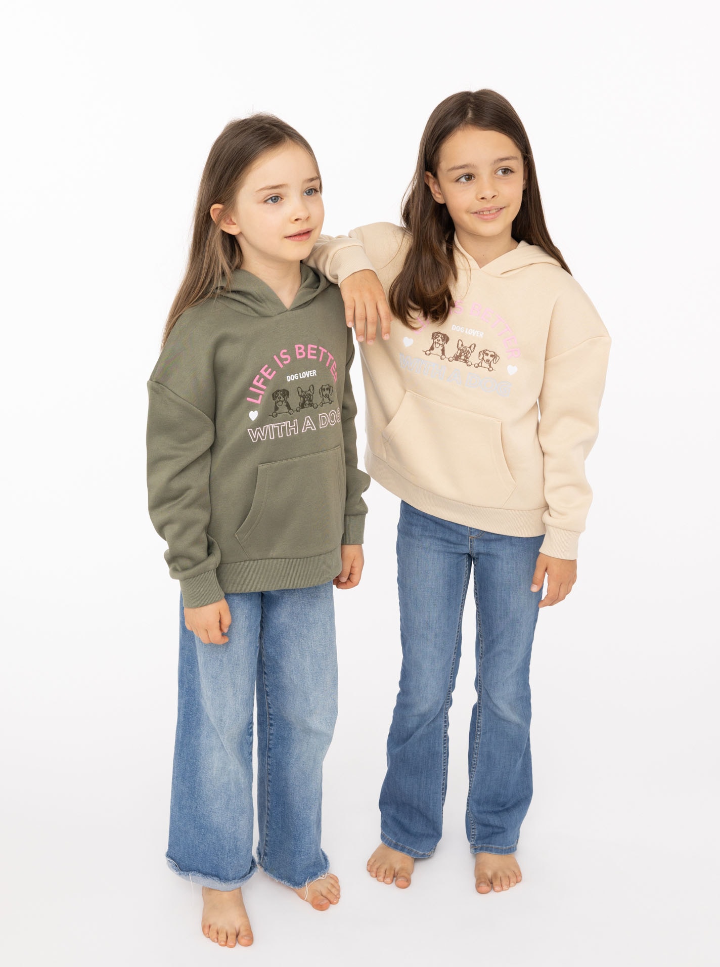 Zwillingsherz Hoodie »"Dog Life"« Mini-Me,mit gestickten Hunden und Slogan