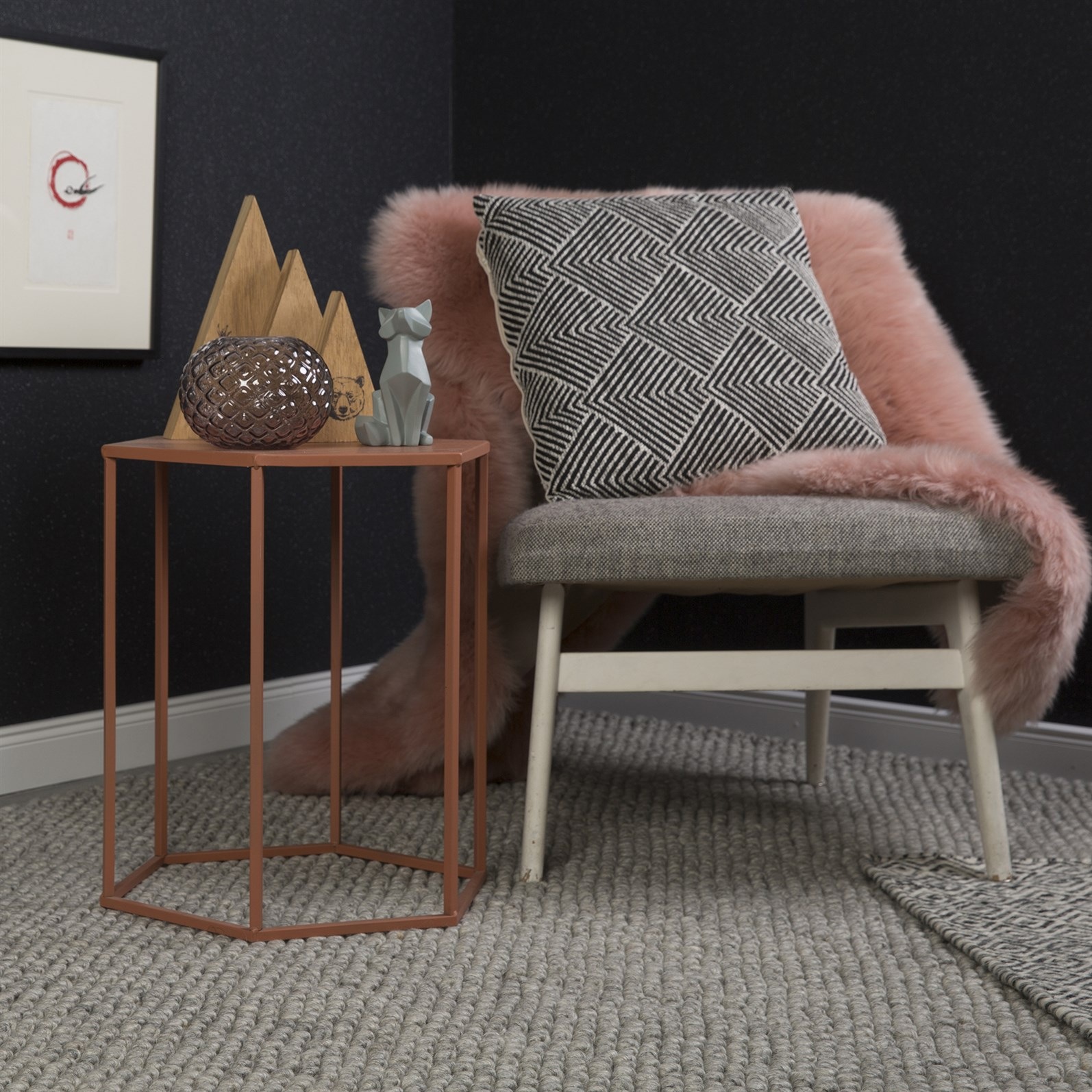 Kayoom Teppich »Attic 590« rechteckig 18 mm Höhe Kurzflor, Scandic Optik, Wolle mit Viskose, Wohnzimmer