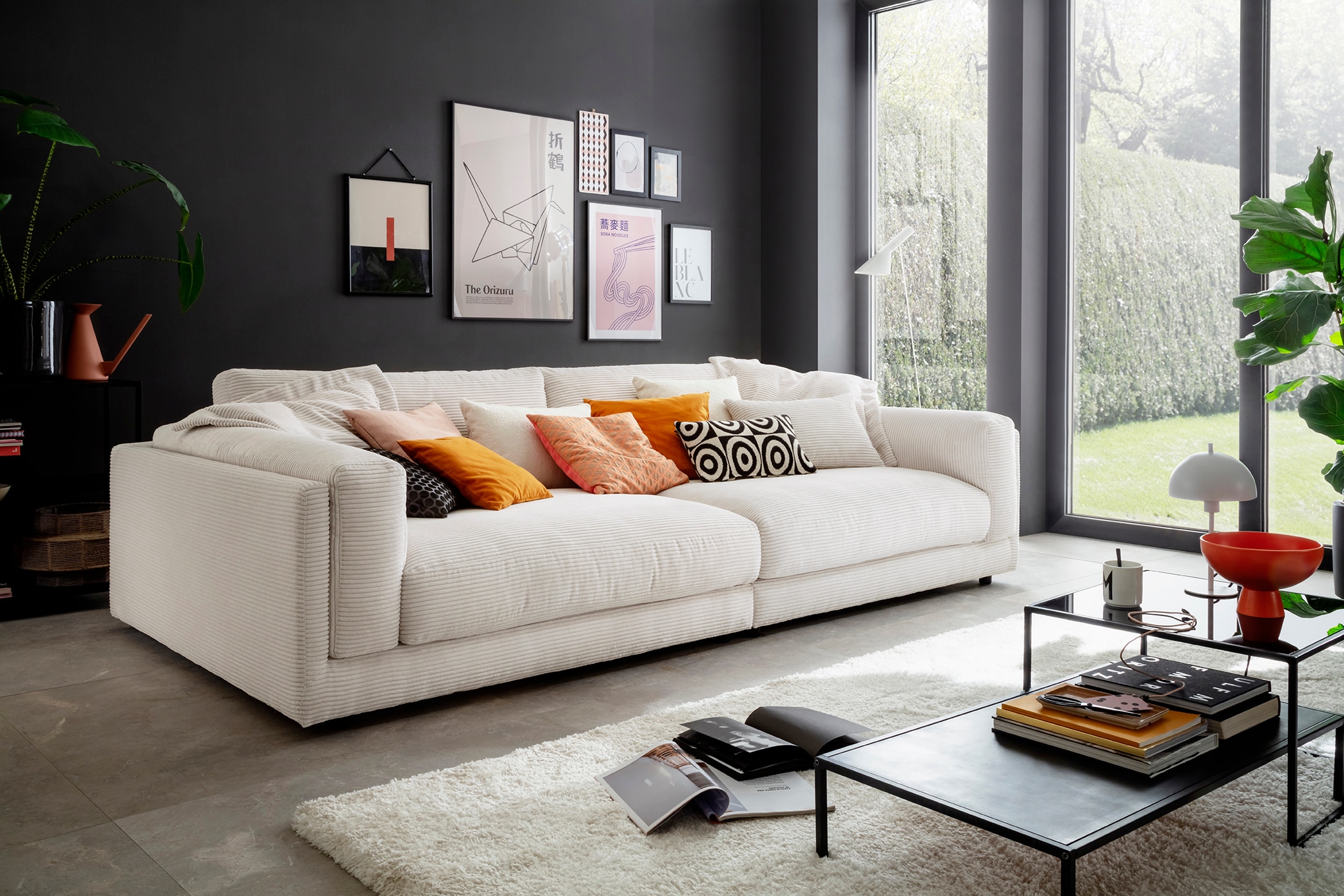 3C Candy Big-Sofa »Karalis mit extra großer Sitztiefe, elegantes Mega Sofa zum Relaxen,«, auch in Cord- oder Leder-Bezug, lose Kissen, loungige Bequemlichkeit
