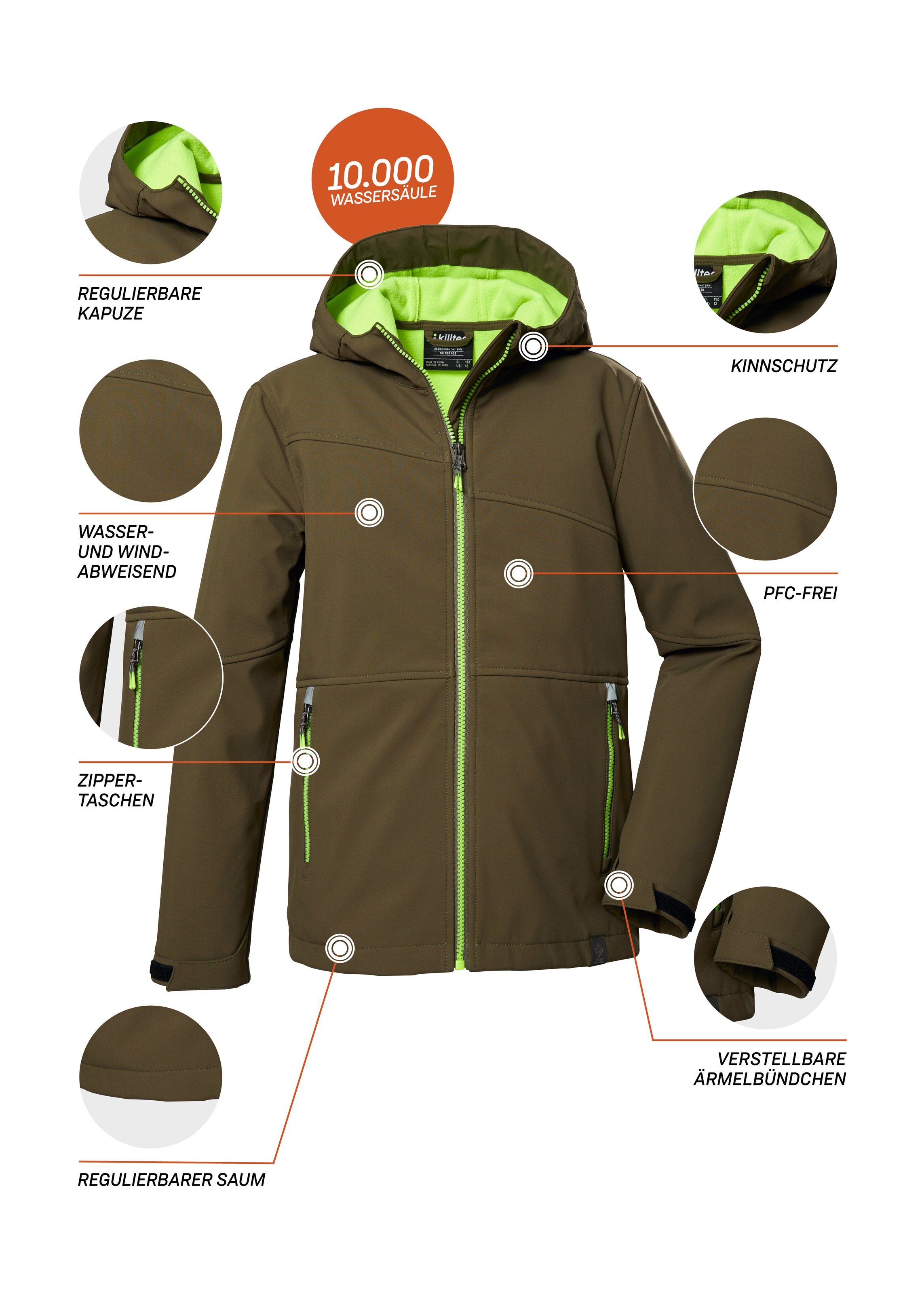 Killtec Softshelljacke »KOS 321 BYS SFTSHLL JCKT« Wind- und wasserabweisende Softshelljacke mit verstellbaren Details