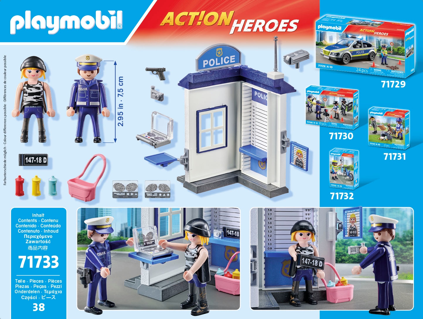 Playmobil® Konstruktions-Spielset »Polizei Ermittlungszimmer (71733), Playmobil Action Heroes«, (38 St.), Made in Europe