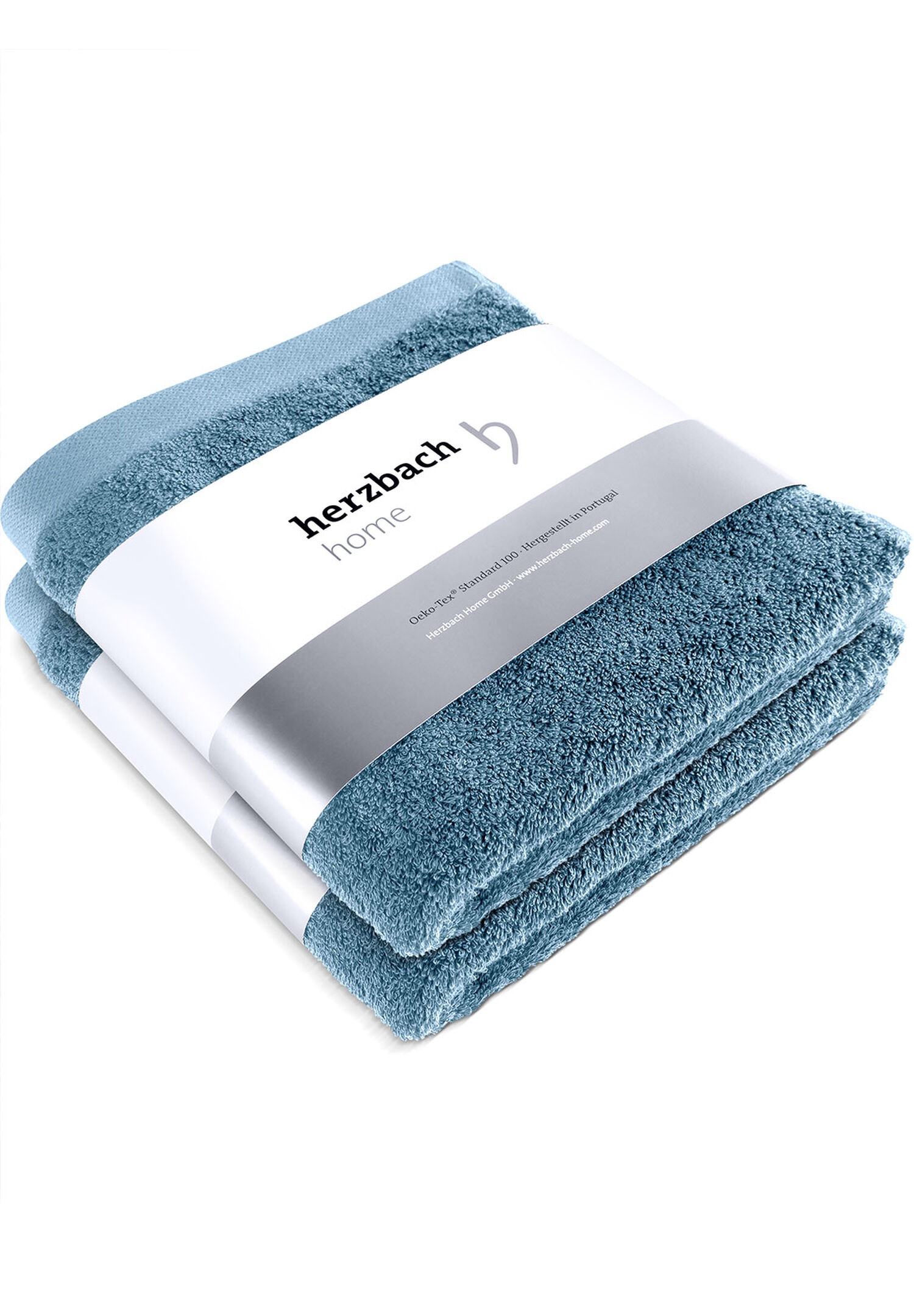 Handtuch Set HERZBACH HOME, blau, Jersey, Obermaterial: 100% Baumwolle CO., Handtuch-Sets, "Pura", 550g/m², Premium-Qualität, 100% Baumwolle,