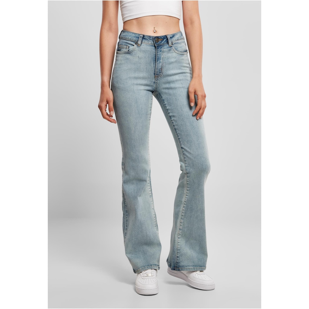 URBAN CLASSICS Bequeme Jeans »Urban Classics Damen Ladies High Waist Flared Denim Pants«, (1 tlg.)