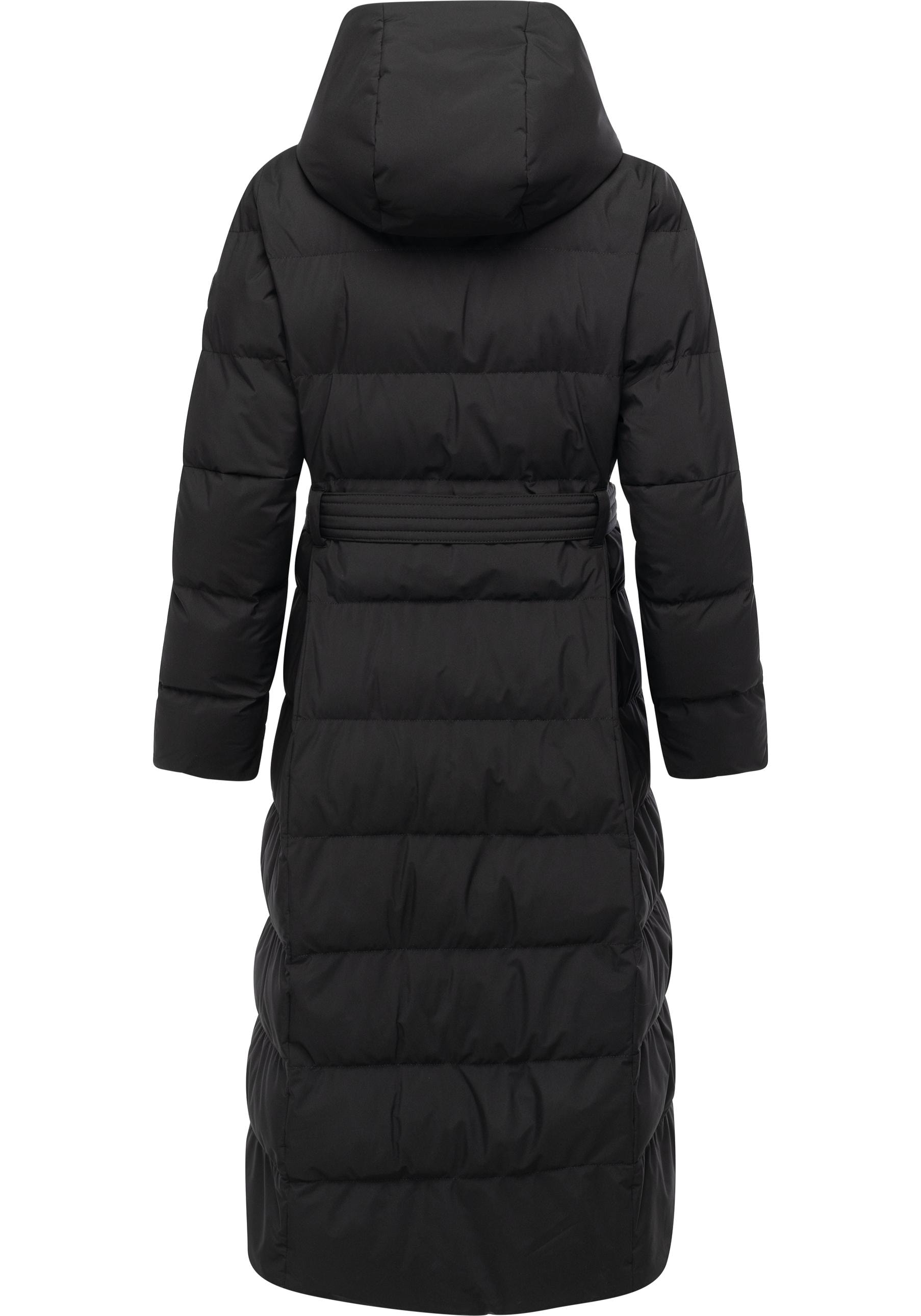 Ragwear Steppmantel »Niani Long«, Langer warmer Wintermantel mit Bindegürtel