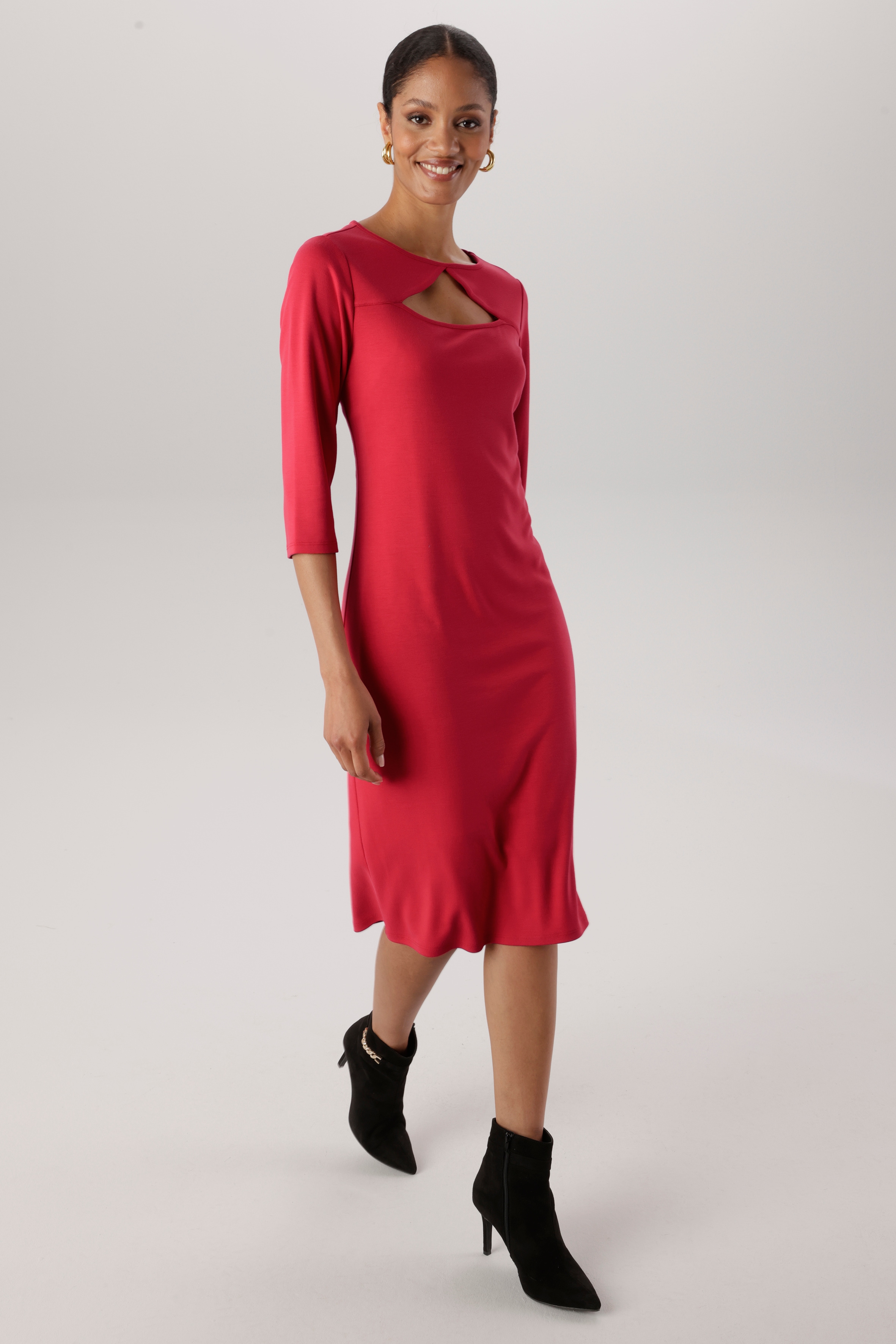 Aniston SELECTED Shirtkleid großzügiger Cut-Out am Rundhalsausschnitt - NEUE KOLLEKTION