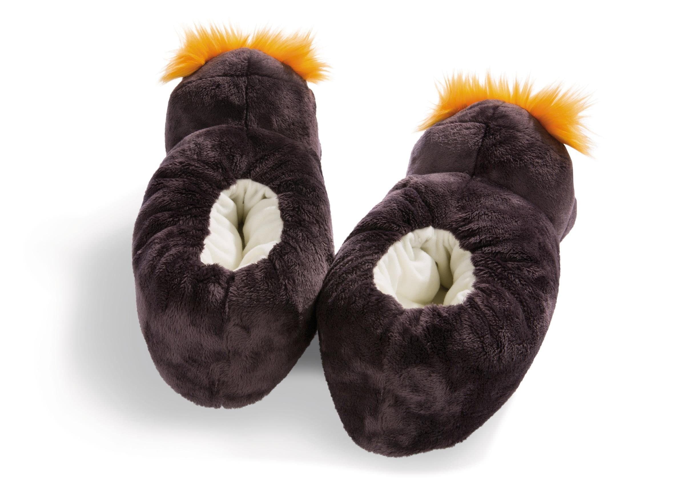 Nici Plüsch Hausschuhe »Pinguin Frizzy«, Pinguin Hausschuh mit witziger Frisur