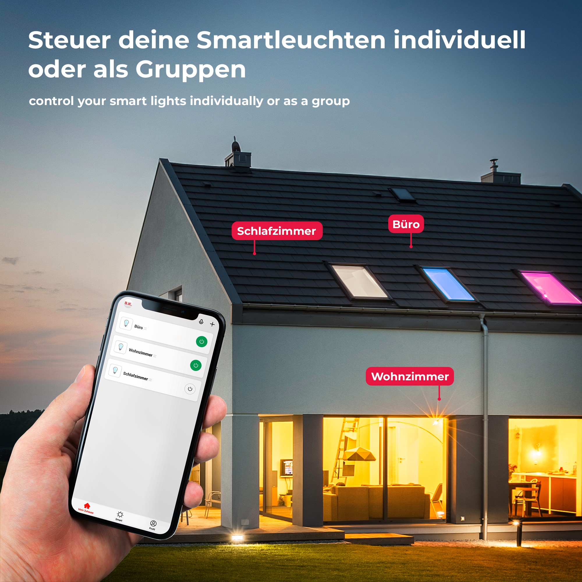 B.K.Licht LED Deckenleuchte »WiFi CCT LED Deckenleuchte mit App-Steuerung«, 1 flammig-flammig, Inkl. Nachtlichtfunktion, Timerfunktion Memoryfunktion, Farbwechsel