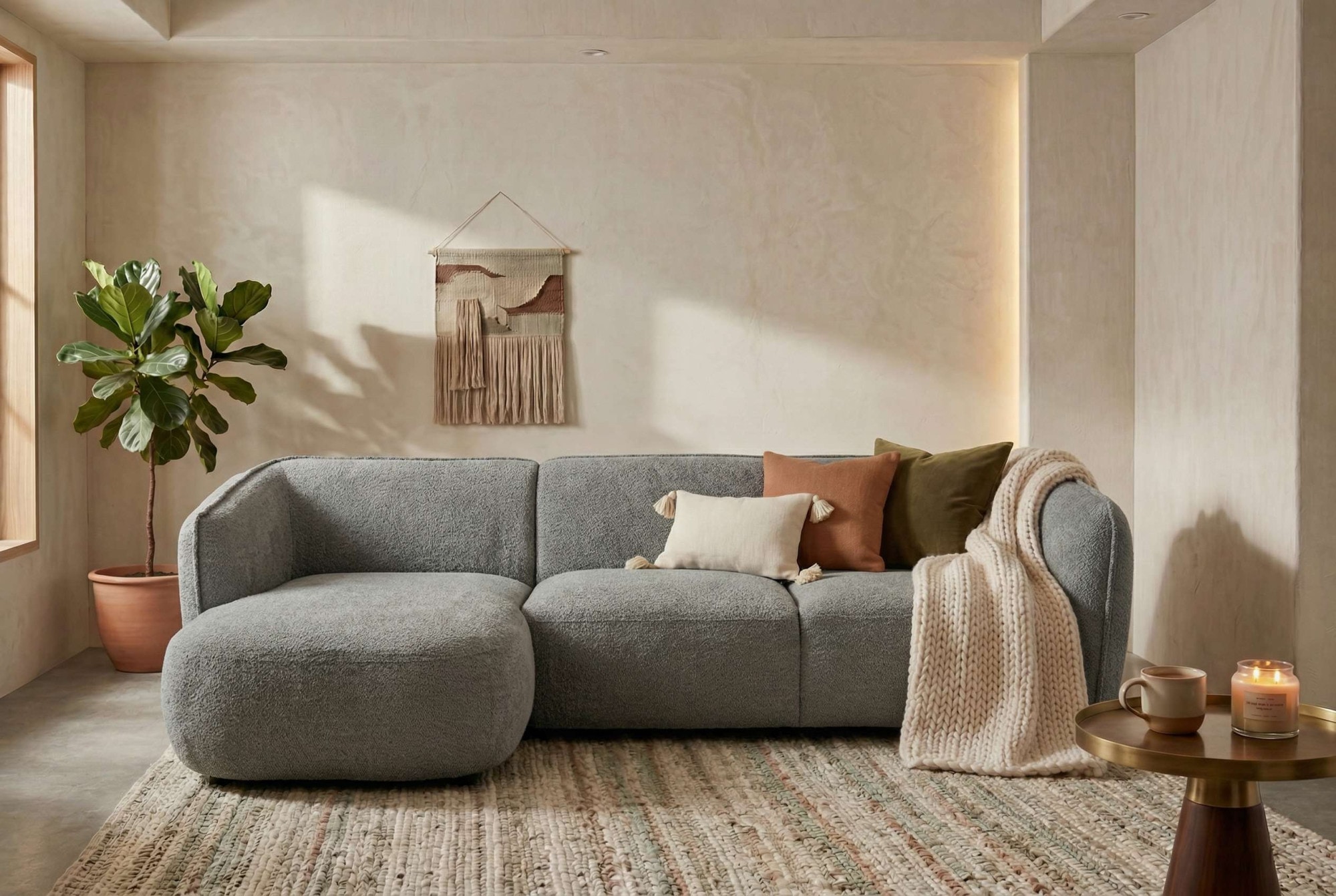OTTO home Ecksofa "OSTRUP Rundsofa, L-Form, Naturtöne, Boucle oder Chenille" Breite 280 cm, organische Form mit sanften Rundungen