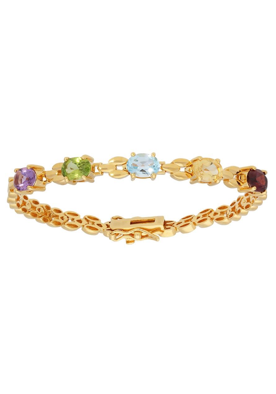 Firetti Armband »Schmuck Geschenk Silber 925 Armschmuck Armkette Edelstein«, mit Amethyst, Peridot, Blautopas, Citrin, Granat