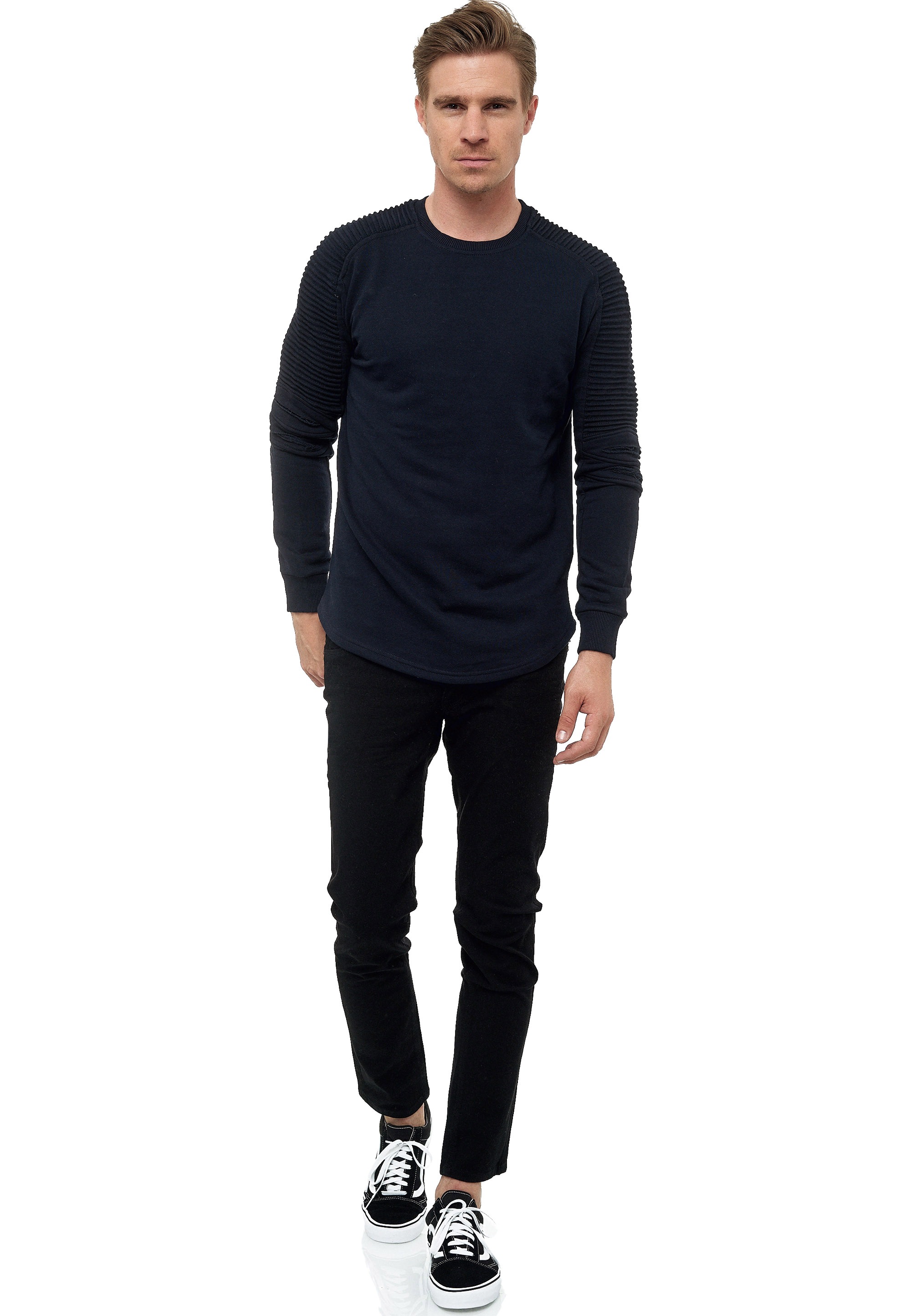 Rusty Neal Sweatshirt mit geripptem Ärmeldesign günstig online kaufen