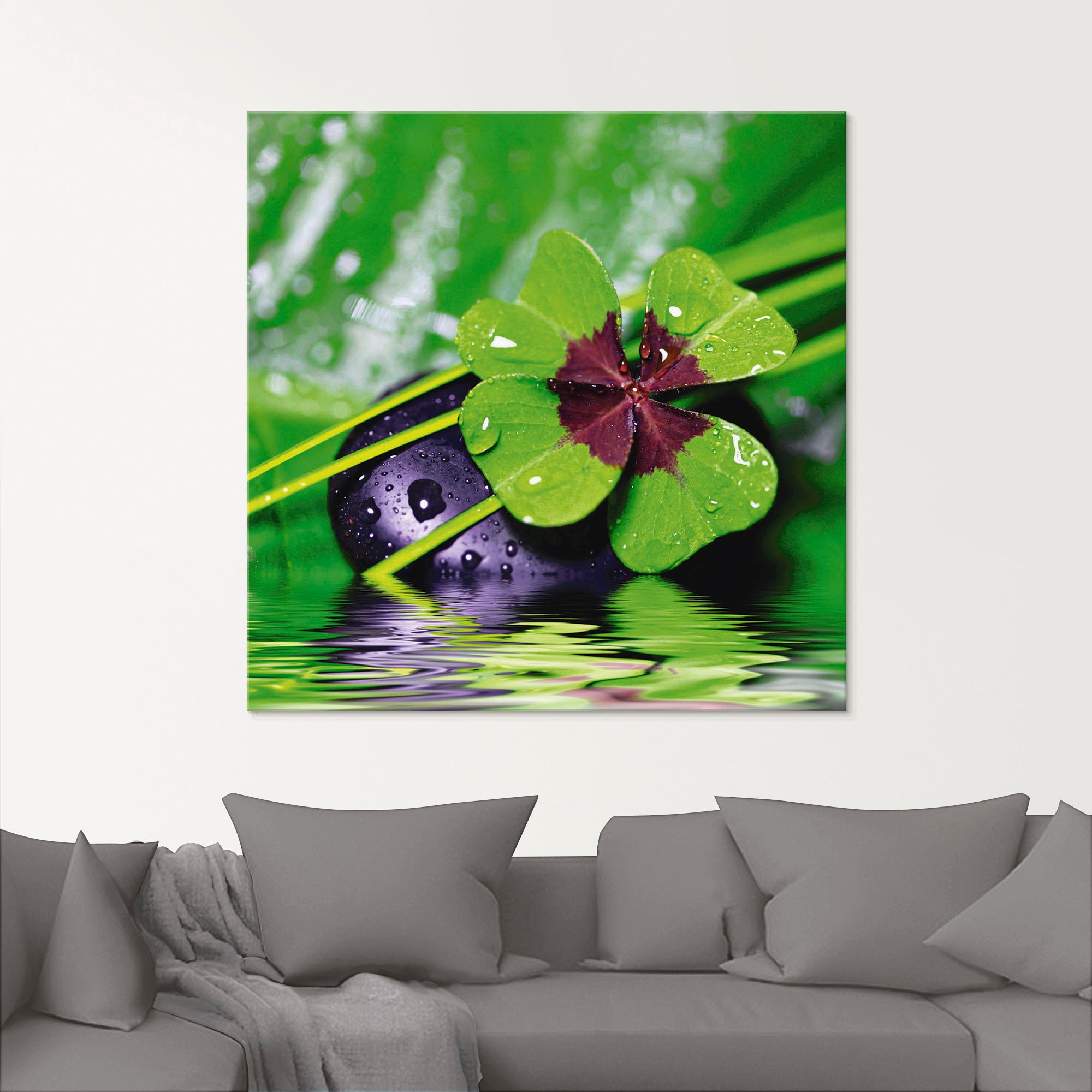 Artland Glasbild "Glücksklee... Entspann mal wieder" Zen 1 Stk. tlg. in ver günstig online kaufen