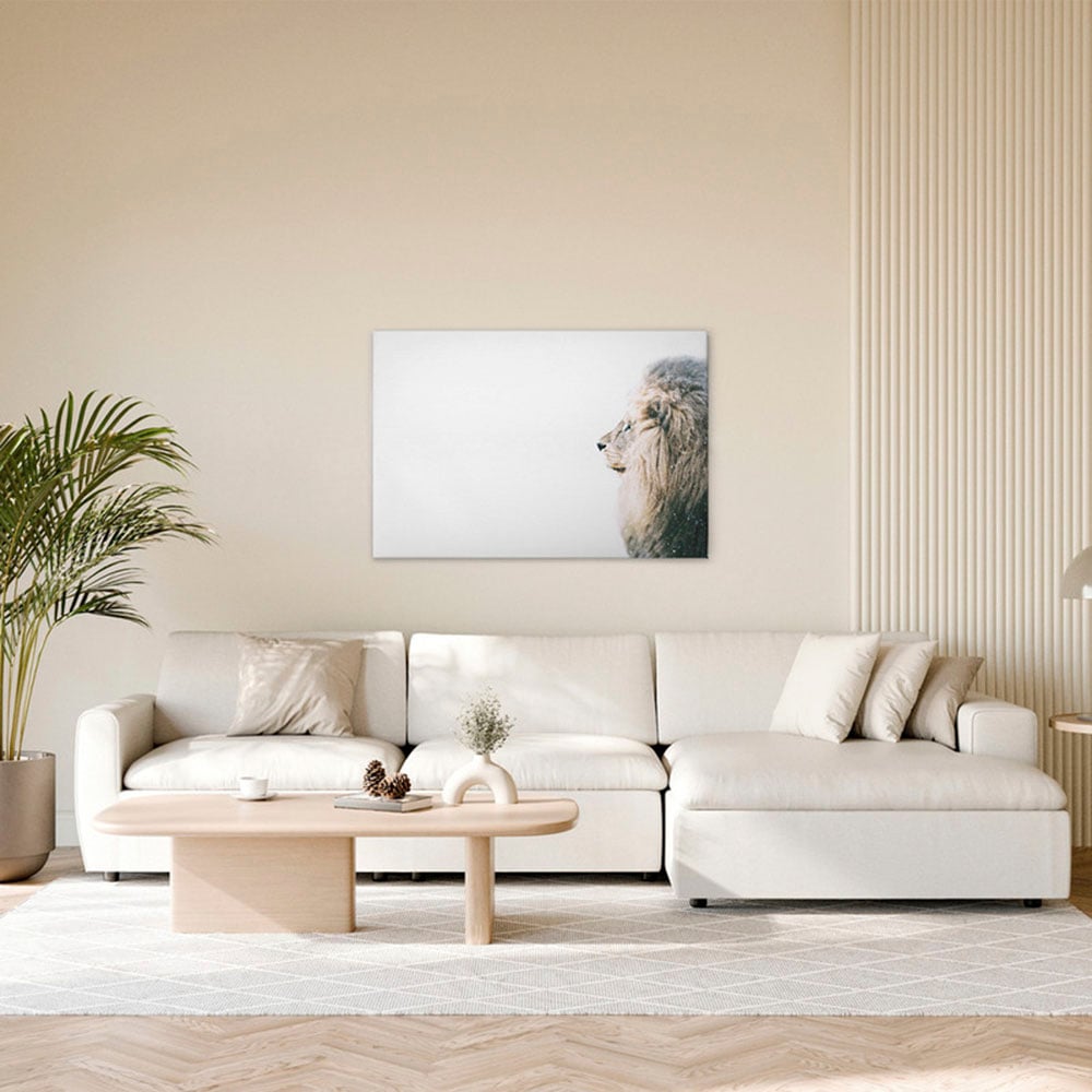 A.S. Création Leinwandbild "Lion In Snow - Wandbild Weiß Creme Beige Keilra günstig online kaufen