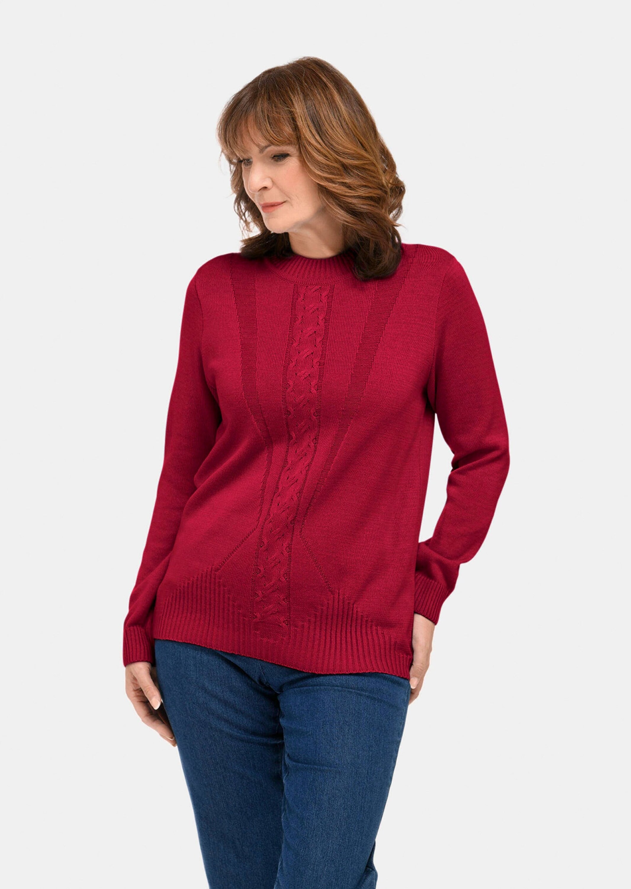 GOLDNER Rundhalspullover "Pullover mit streckendem Zopfmuster" günstig online kaufen