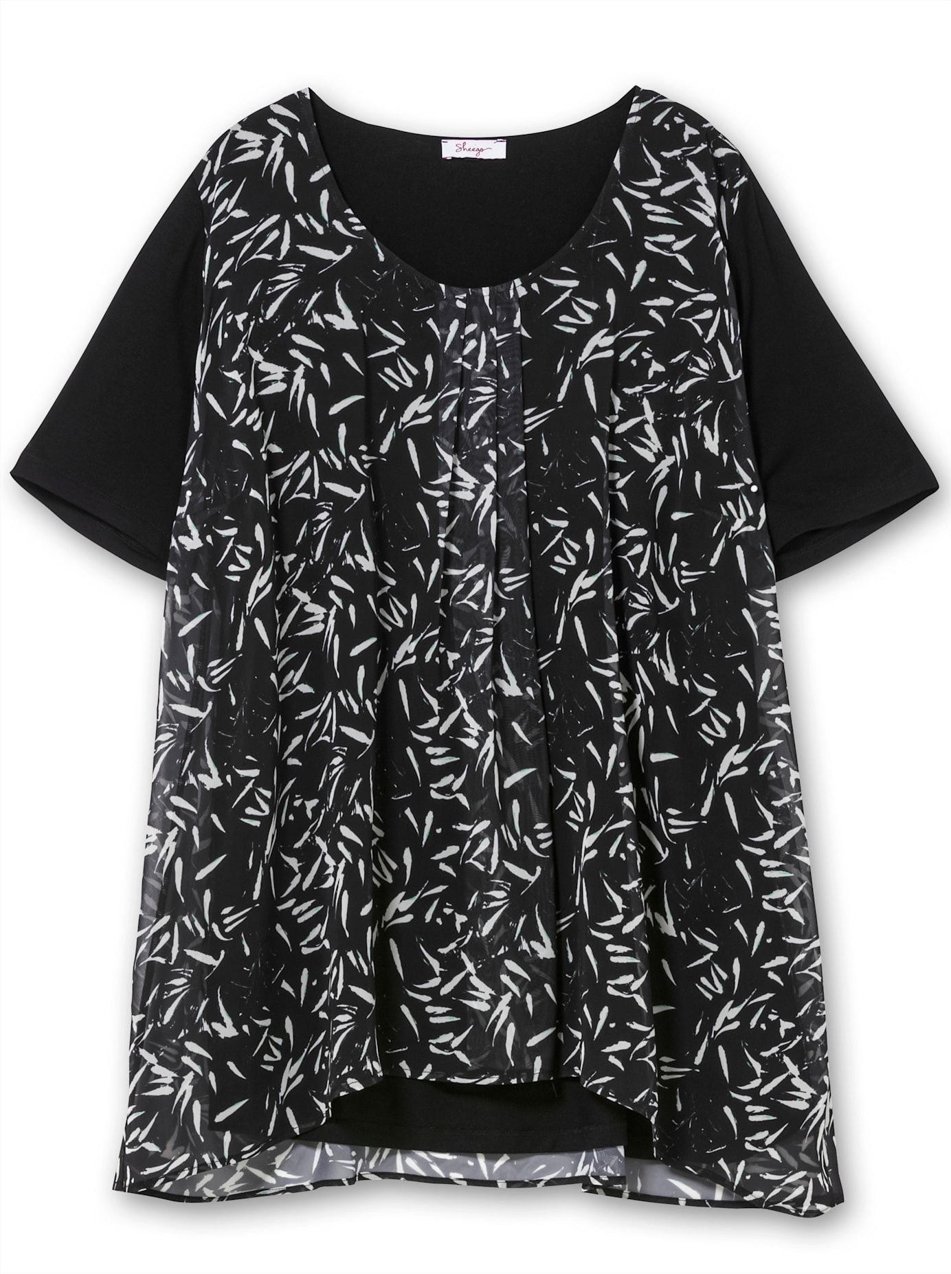 Sheego Blusenshirt Women's Blouse Shirt Black/White Patterned Size 50 3