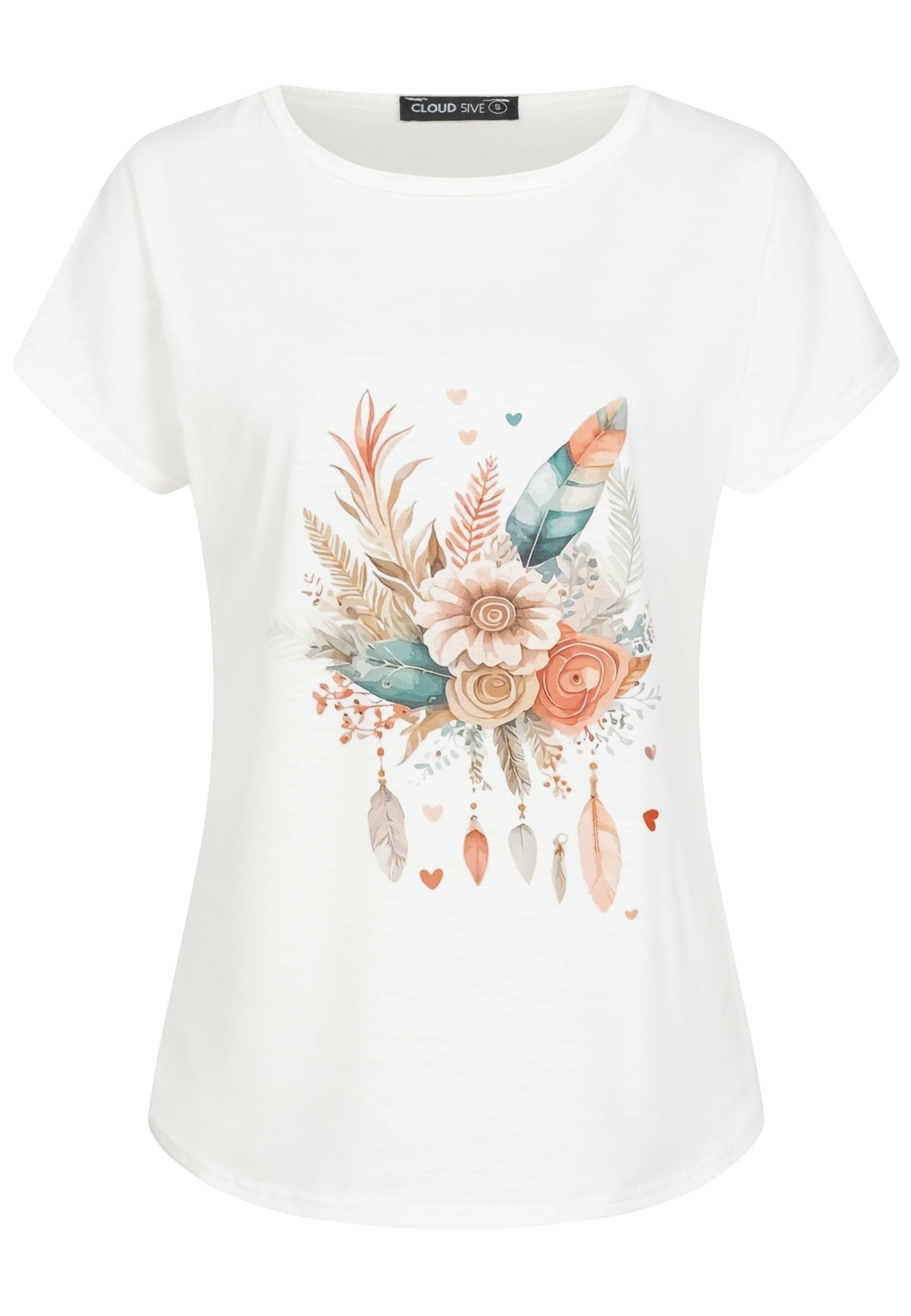 CLOUD 5IVE T-Shirt "CLOUD 5IVE Viskose T-Shirt mit Traumfänger-Blumen Print günstig online kaufen