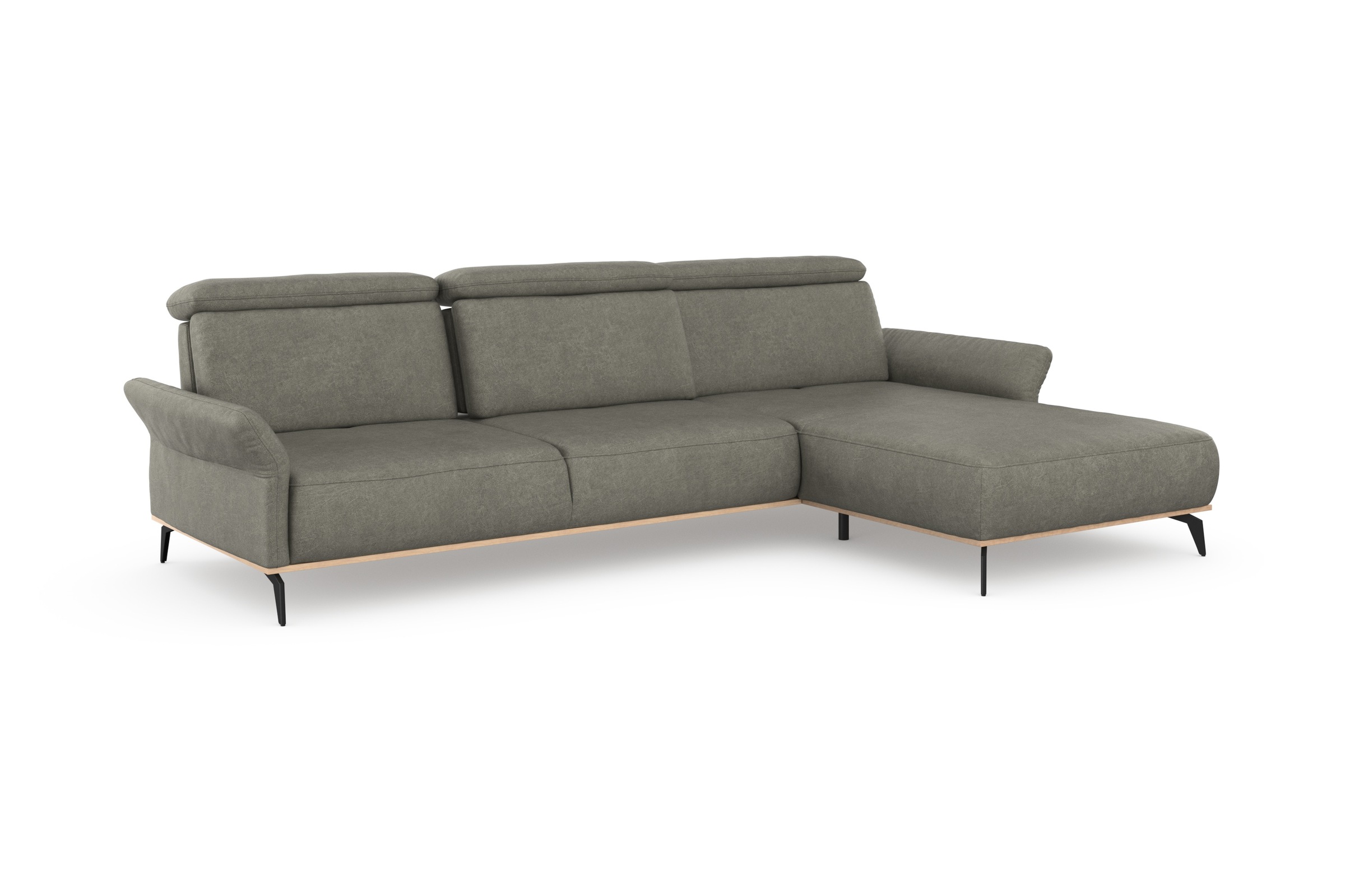 Places of Style Ecksofa »Fjord L-Form«, massiv, wahlweise mit Armlehnfunktion, Kopf- Sitztiefenverstellung