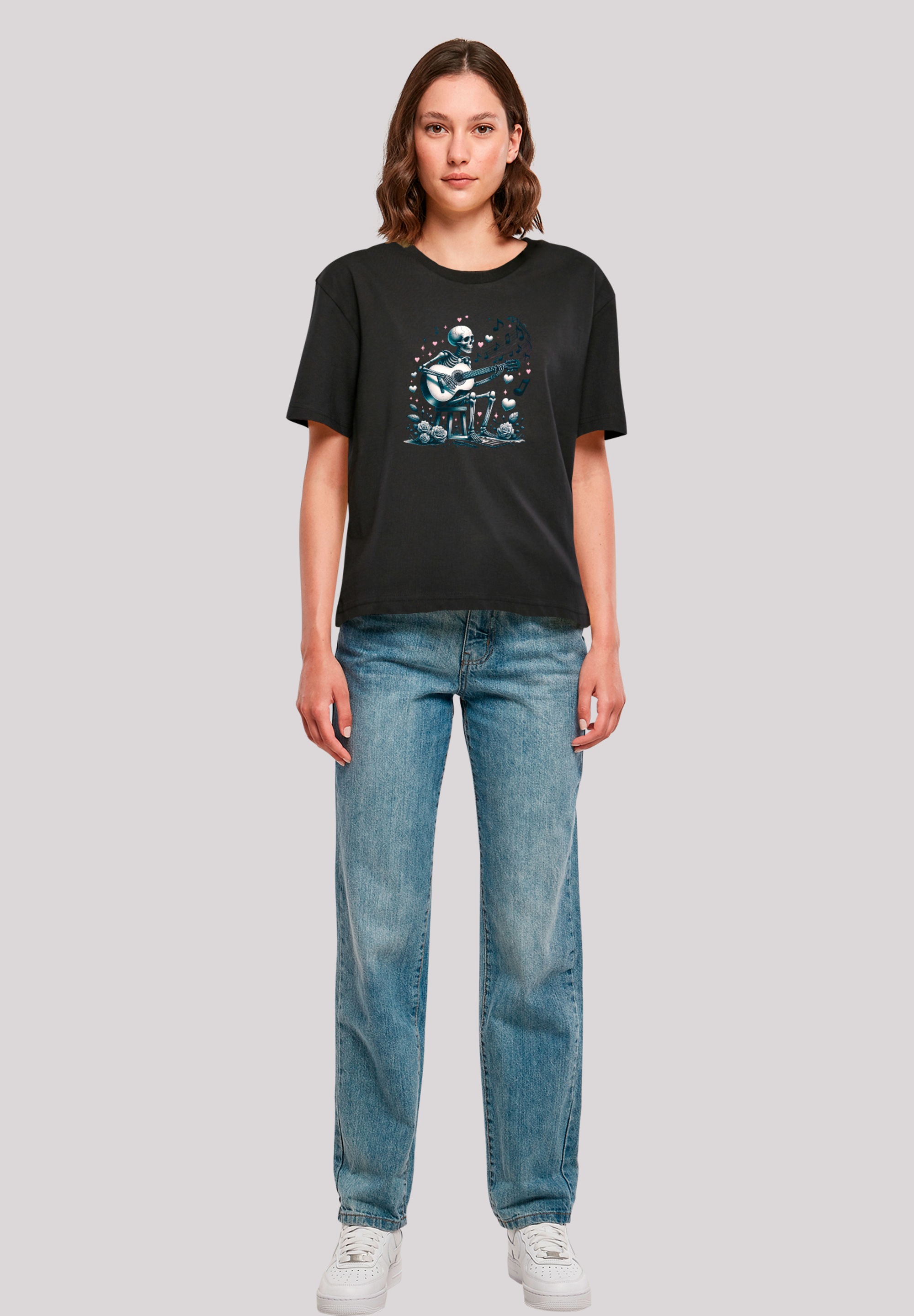 F4NT4STIC T-Shirt »Skelett spielt Gitarre, Musik, Liebe«, Premium Qualität