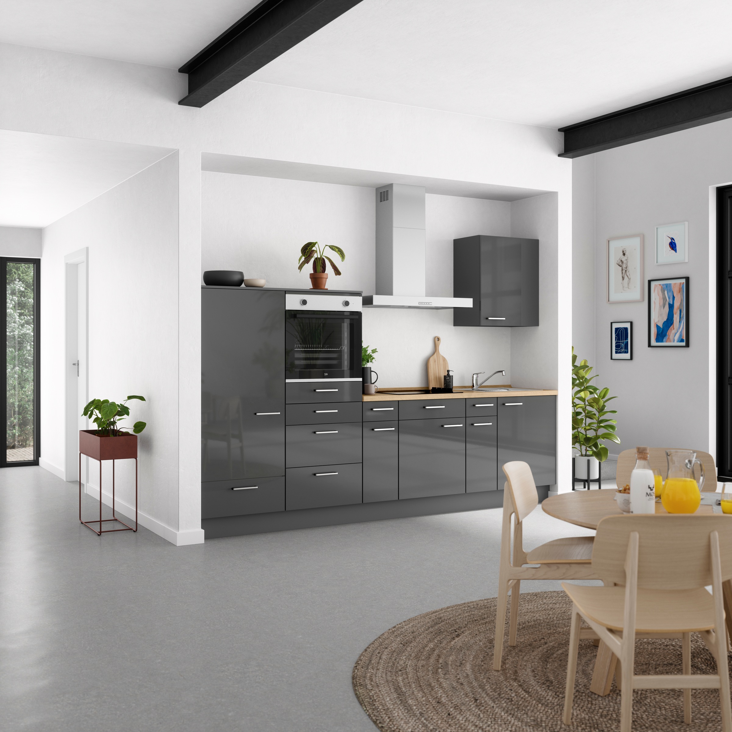 nobilia® Küchenzeile »"Flash I"« vormontiert, Ausrichtung wählbar, Breite 300 cm, wahlw. mit E-Geräten