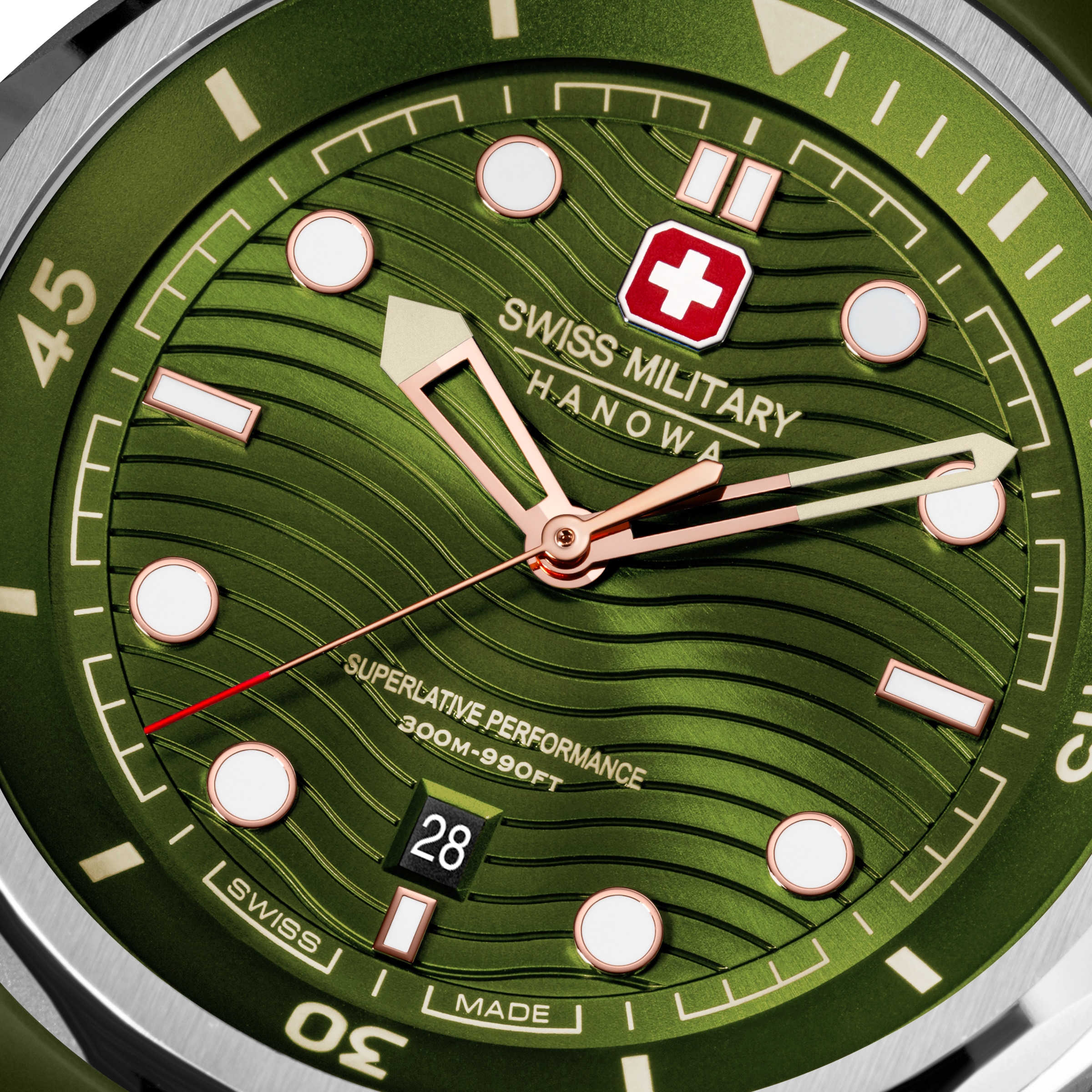 Swiss Military Hanowa Quarzuhr »Breakwater« Armbanduhr, Herrenuhr, Swiss Made, Silikonarmband, analog, Tag