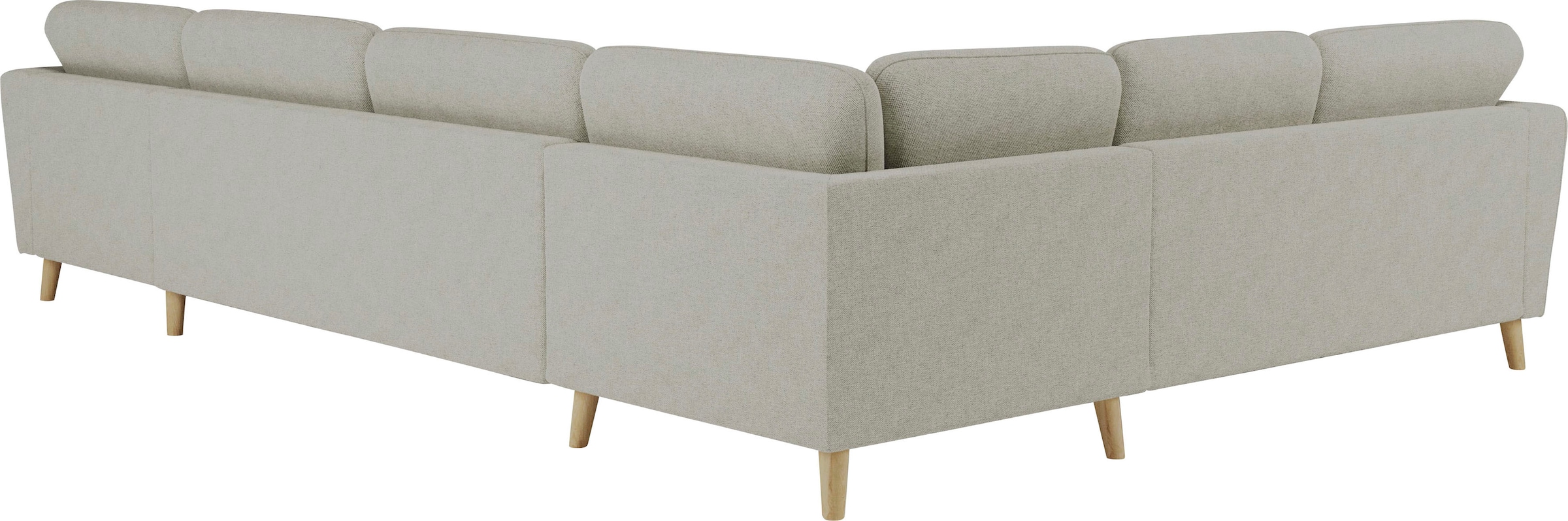 Home affaire Wohnlandschaft »MARSEILLE XXL 349cm, U-Form, Ottomane rechts/links wählbar«, Massivholzbeine Eiche, Landhausstil, Wellenunterfederung
