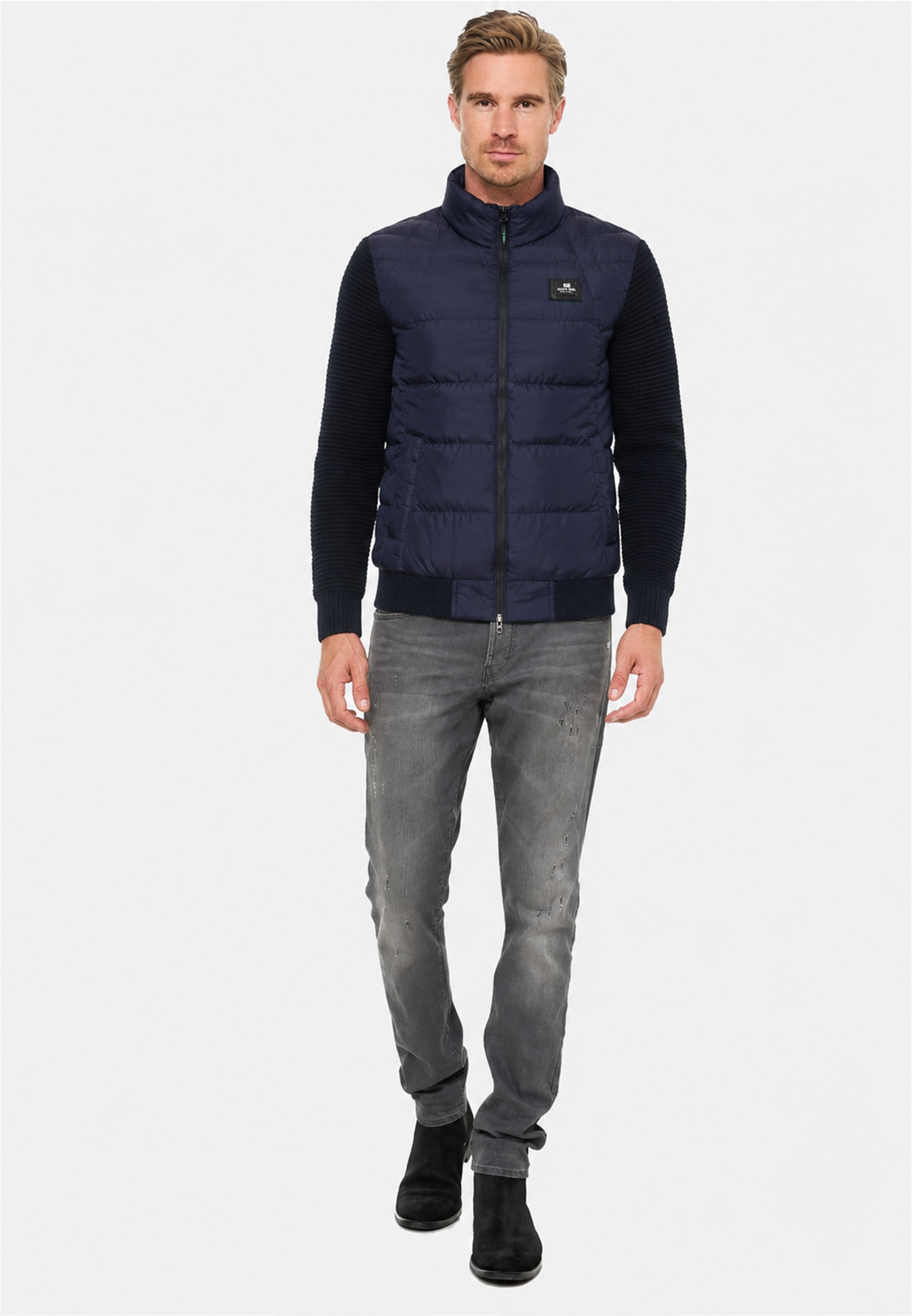 Rusty Neal Steppjacke »Uni« mit Strickärmeln im College-Look
