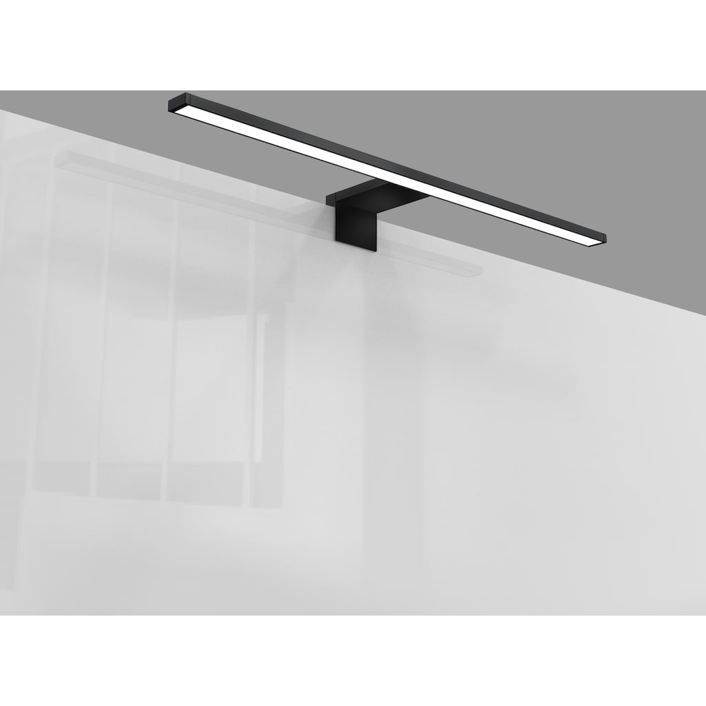 B.K.Licht Spiegelleuchte , Metall-Kunststoff, schwarz, Inkl. LED Platine, 8 Watt, 780 Lumen, 4.000 Kelvin, neutralweißes Licht, nicht dimmbar, inkl. Aufbau- und Spiegelklemme, IP44, 60cm lang