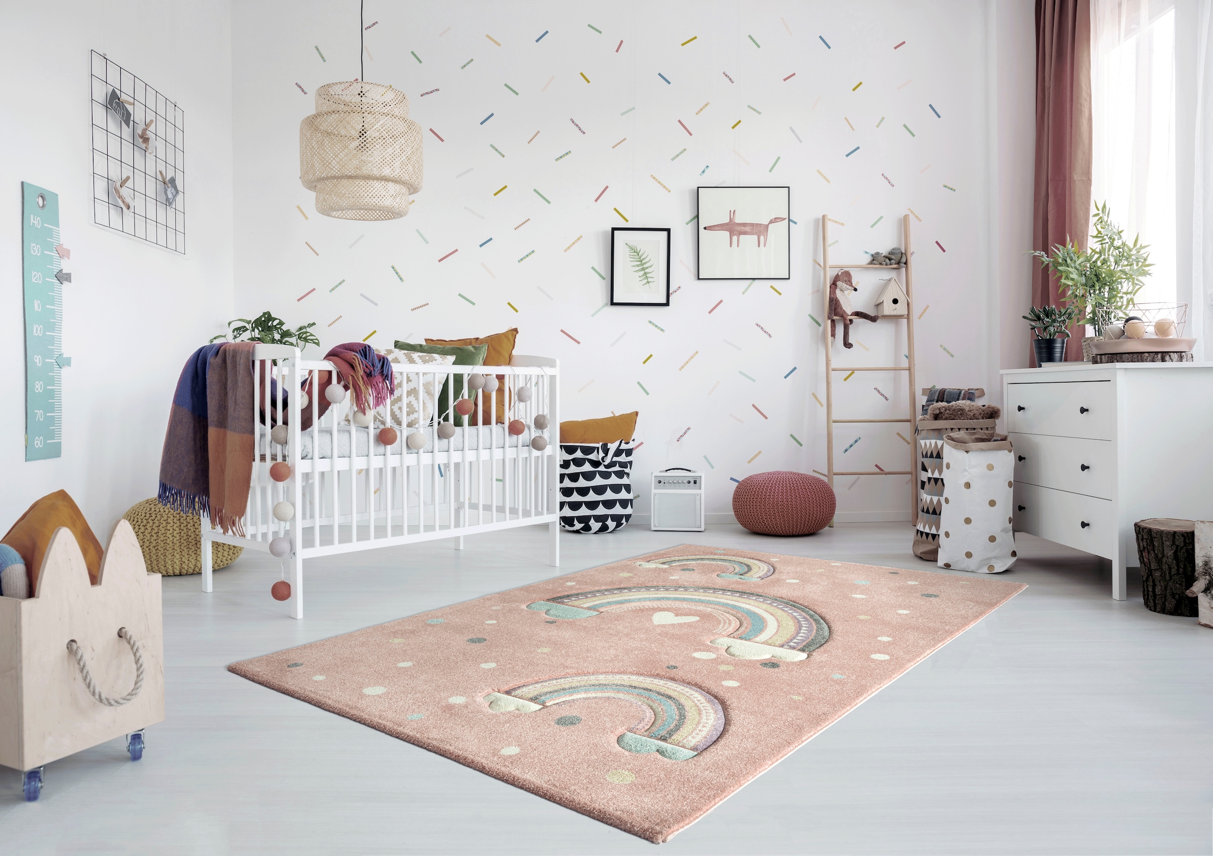 Lüttenhütt Kinderteppich »Regenbogen«, rechteckig, Kurzflor-Teppich, weiche Haptik, ideale Teppiche fürs Kinderzimmer