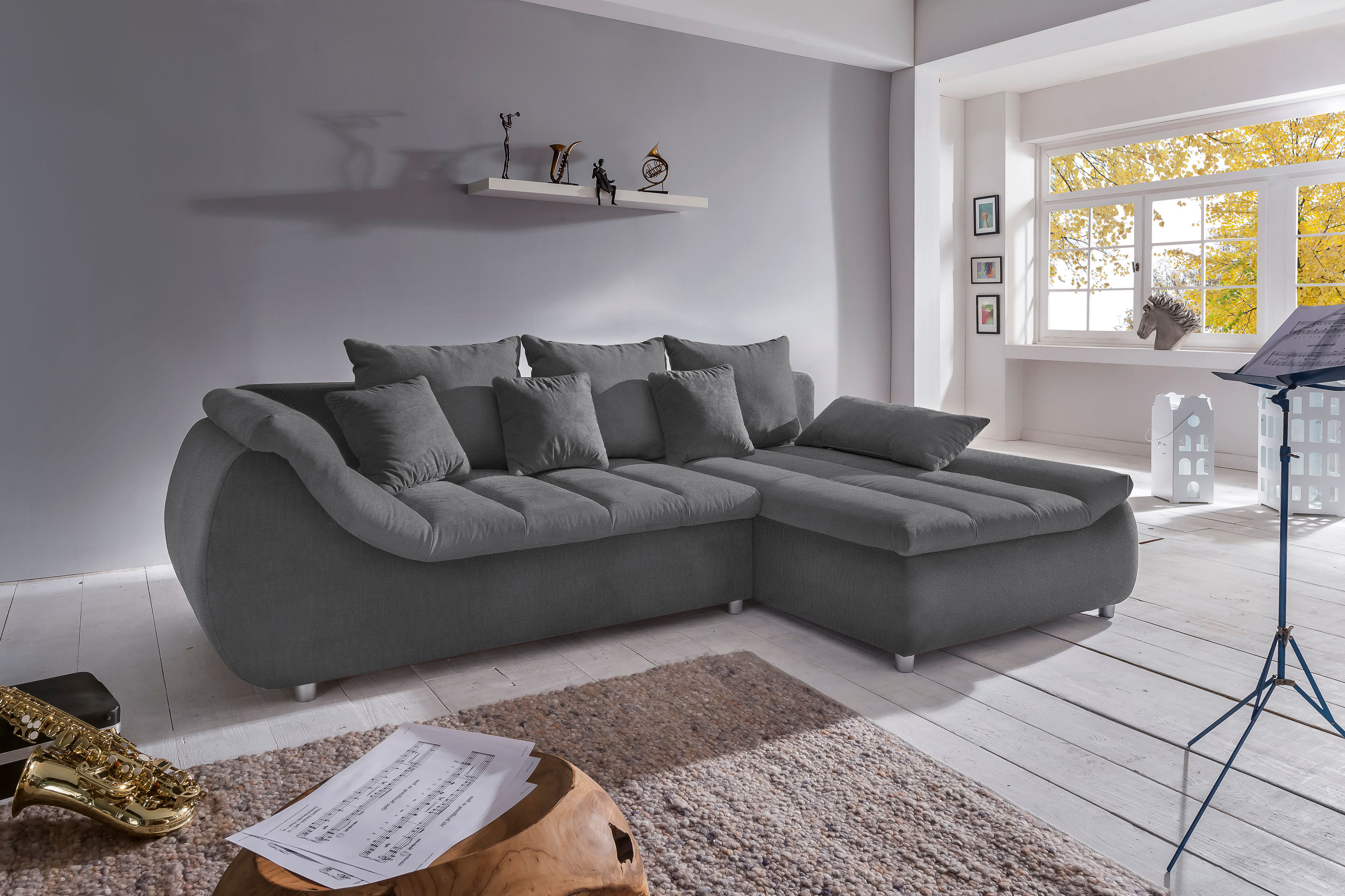 Home affaire Ecksofa "Imola, bequem, aktuelle Steppung im Sitz, L-Form, Breite 270cm" wahlweise mit Bettfunktion