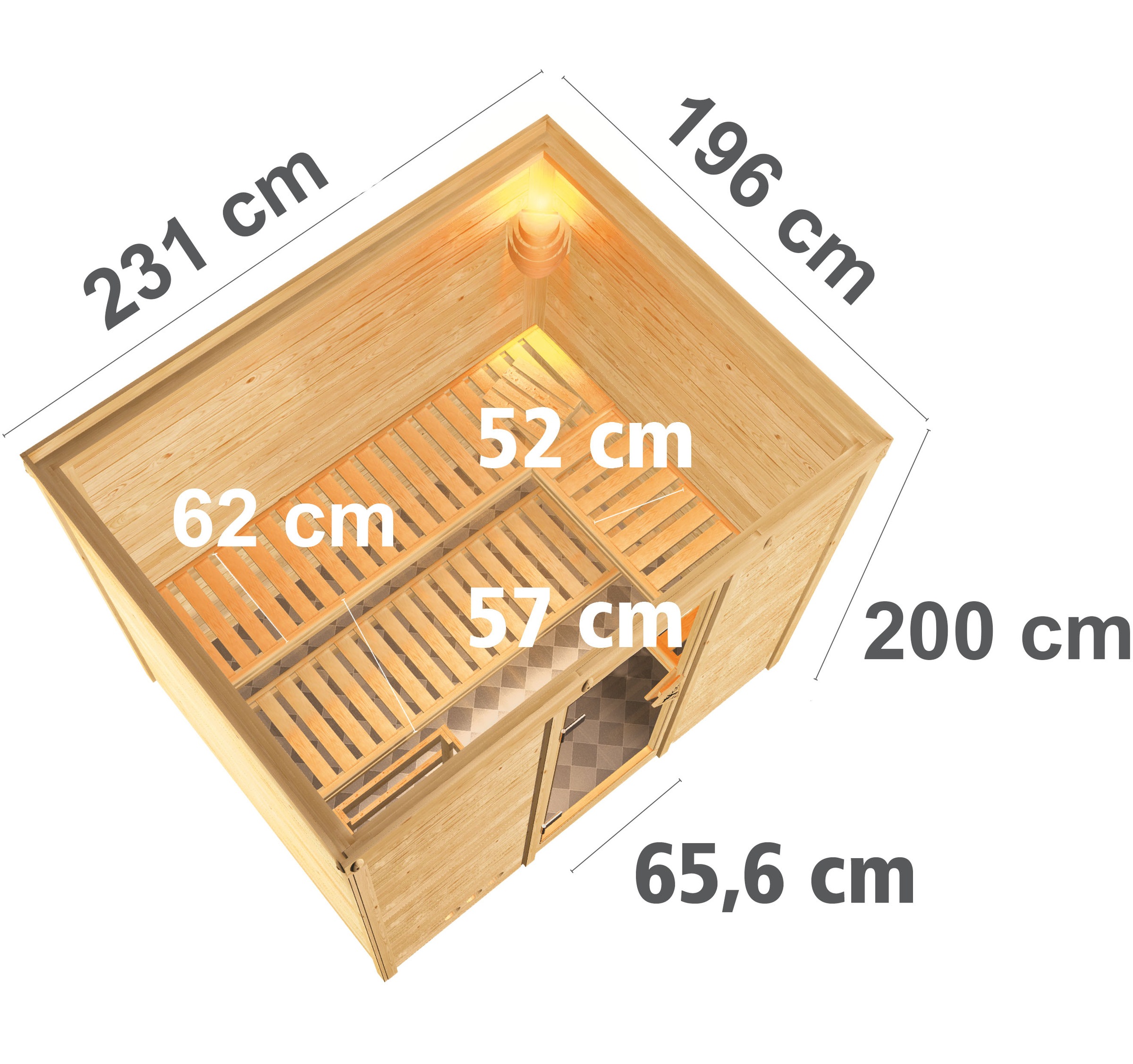 Karibu Sauna »Soraja«, 9-kW-Ofen mit integrierter Steuerung