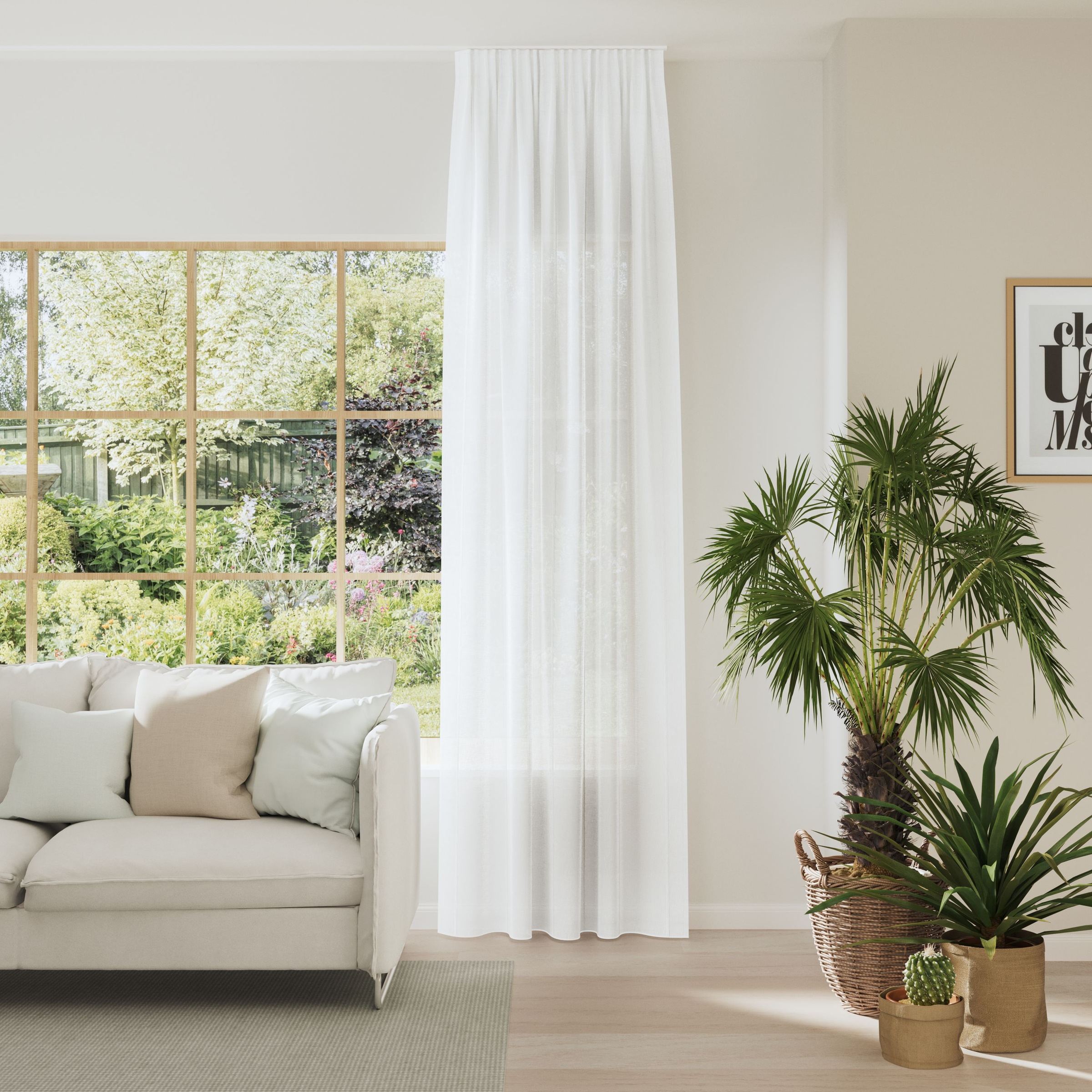 Vorhang NEUTEX FOR YOU, B:139cm H:245cmweiß, Polyester, Wohnzimmer, Gardinen, "NURO", Bouclé-Optik, criss-cross Struktur, Stickmuster