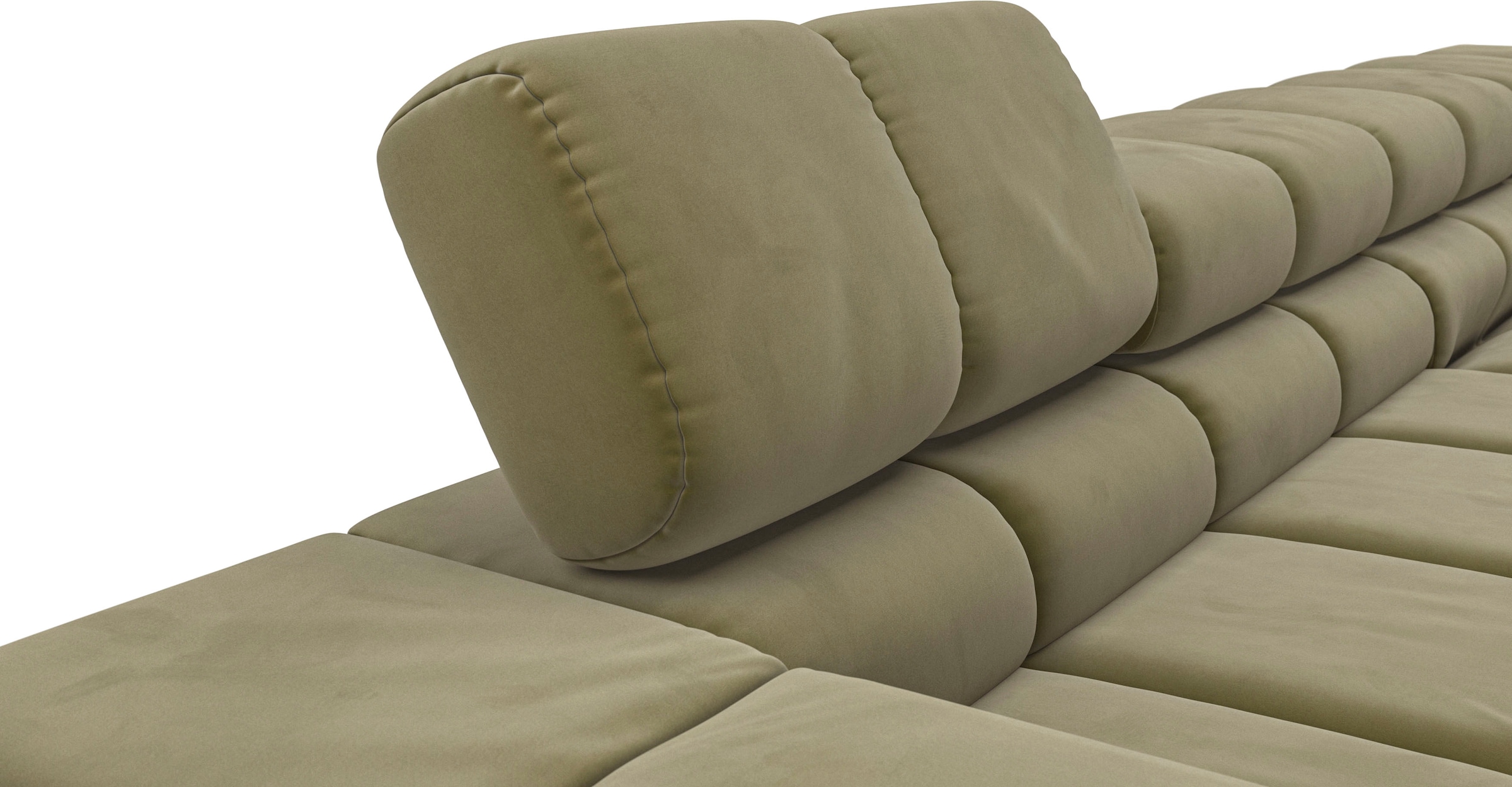 INOSIGN Ecksofa »Ancona New, wahlweise motorische Sitztiefenverstellung, auch in Cord«, feine Steppung, mit Kopfteilverstellung, 3 Zierkissen, L-Form