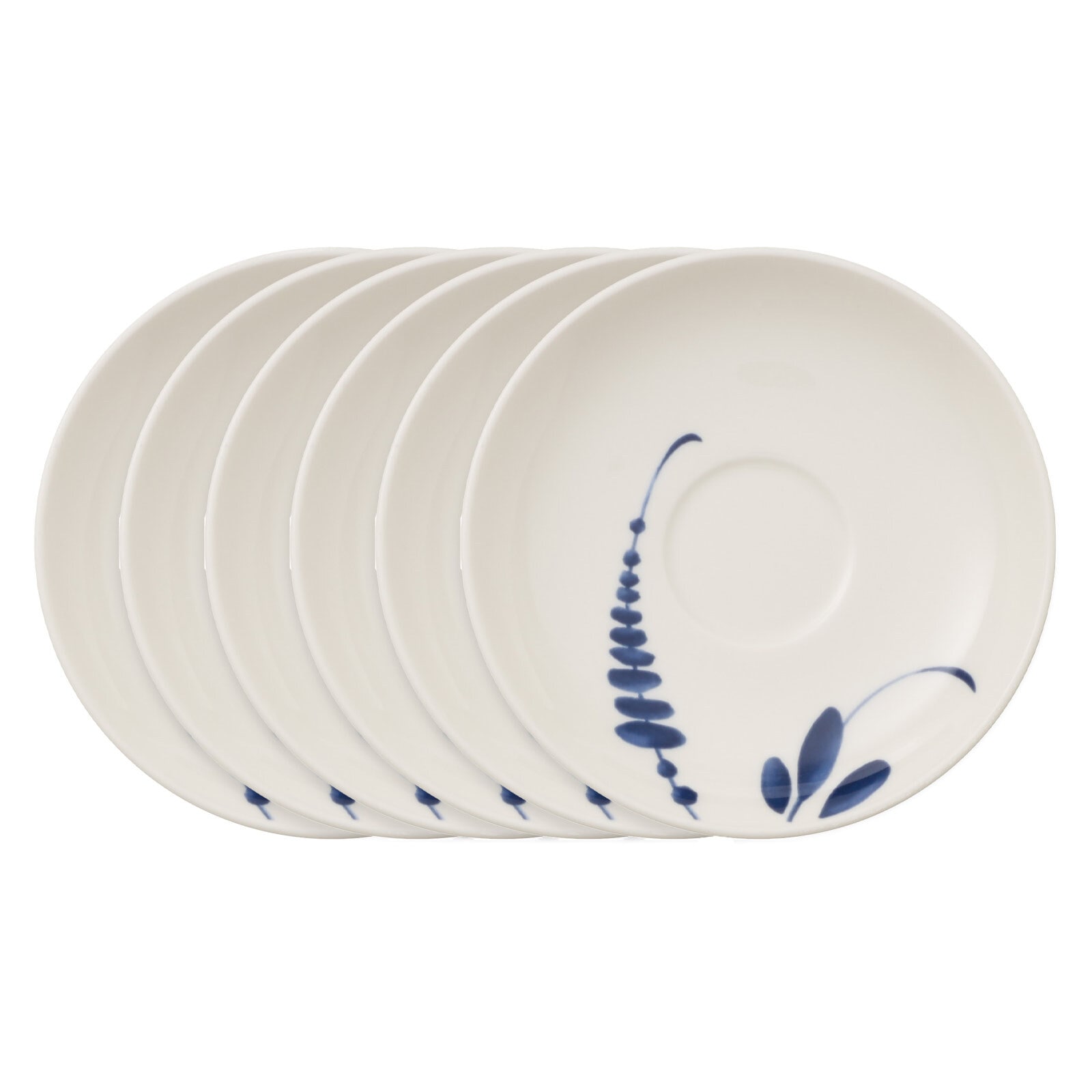 Villeroy & Boch Untertasse "Mokka- / Espressountertassen Vieux Luxembourg Brindille ø 11,7 cm 6er Set weiß-blau"