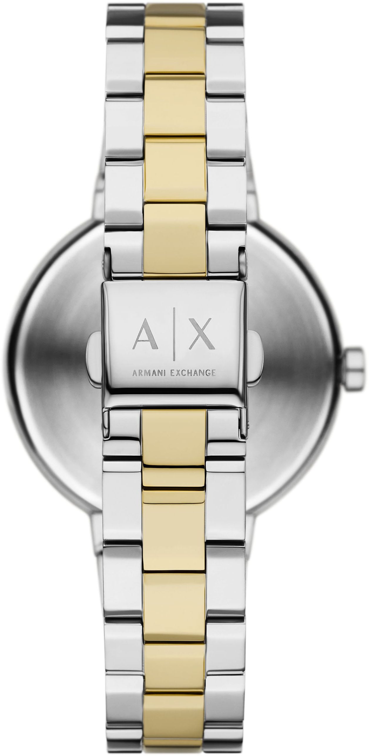 ARMANI EXCHANGE Quarzuhr, Armbanduhr, Damenuhr, Edelstahlarmband, analog, Glassteine