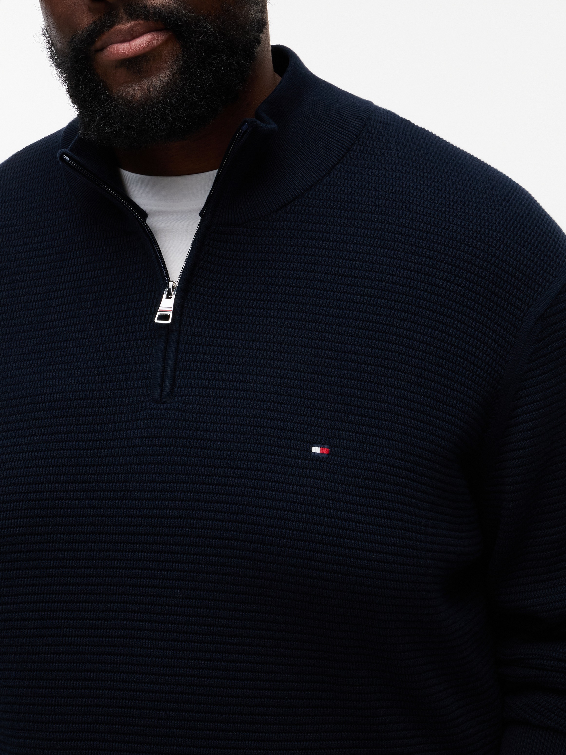 Thumbnail - Tommy Hilfiger Big & Tall Strickpullover "BT-SEASONAL STRUCTURE ZIP MOCK" Große Größen