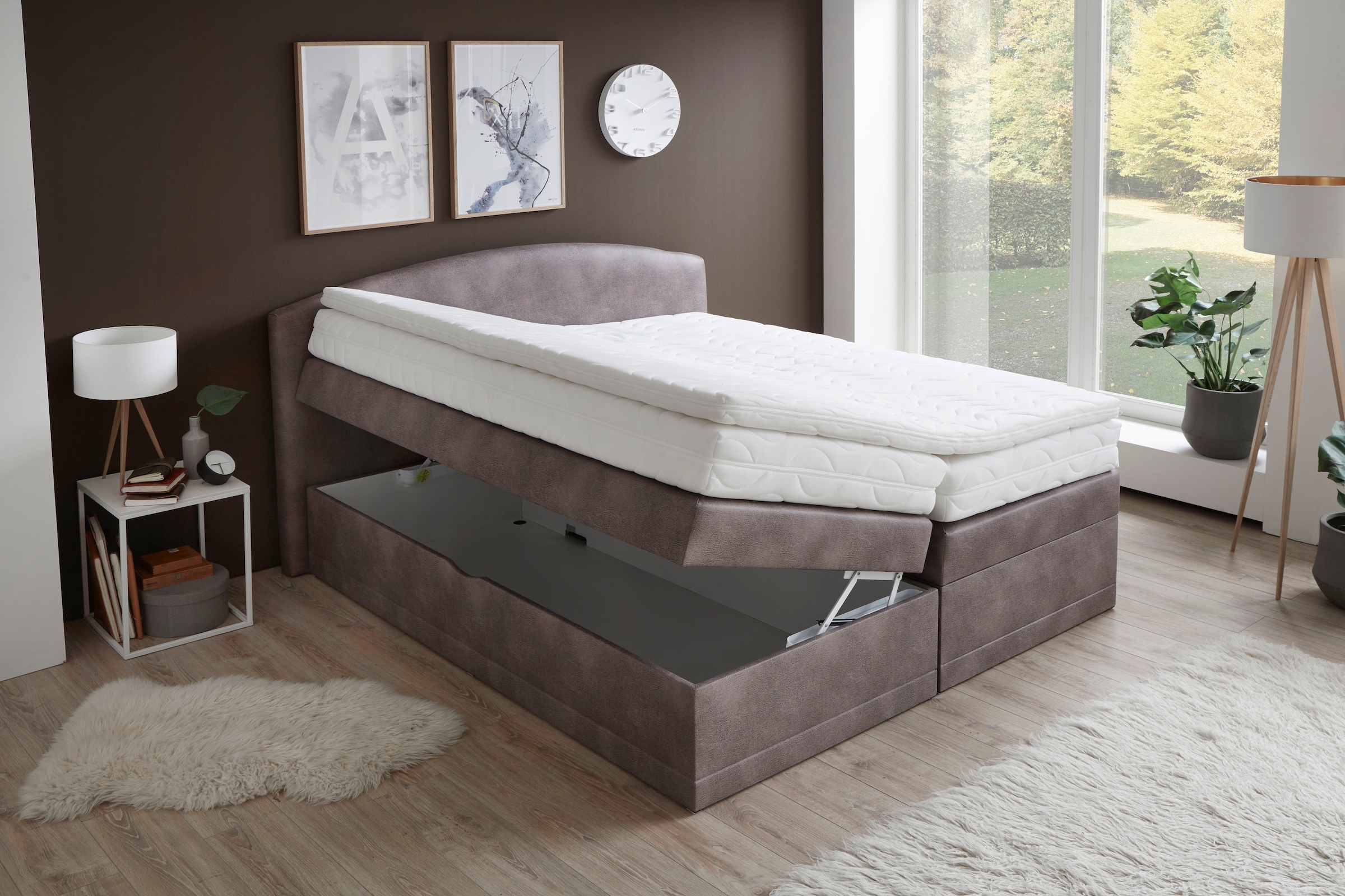 Boxspringbett "Madeira", beige, B:195cm L:210cm, WESTFALIA SCHLAFKOMFORT, Komplettbetten, Boxspringbett 3