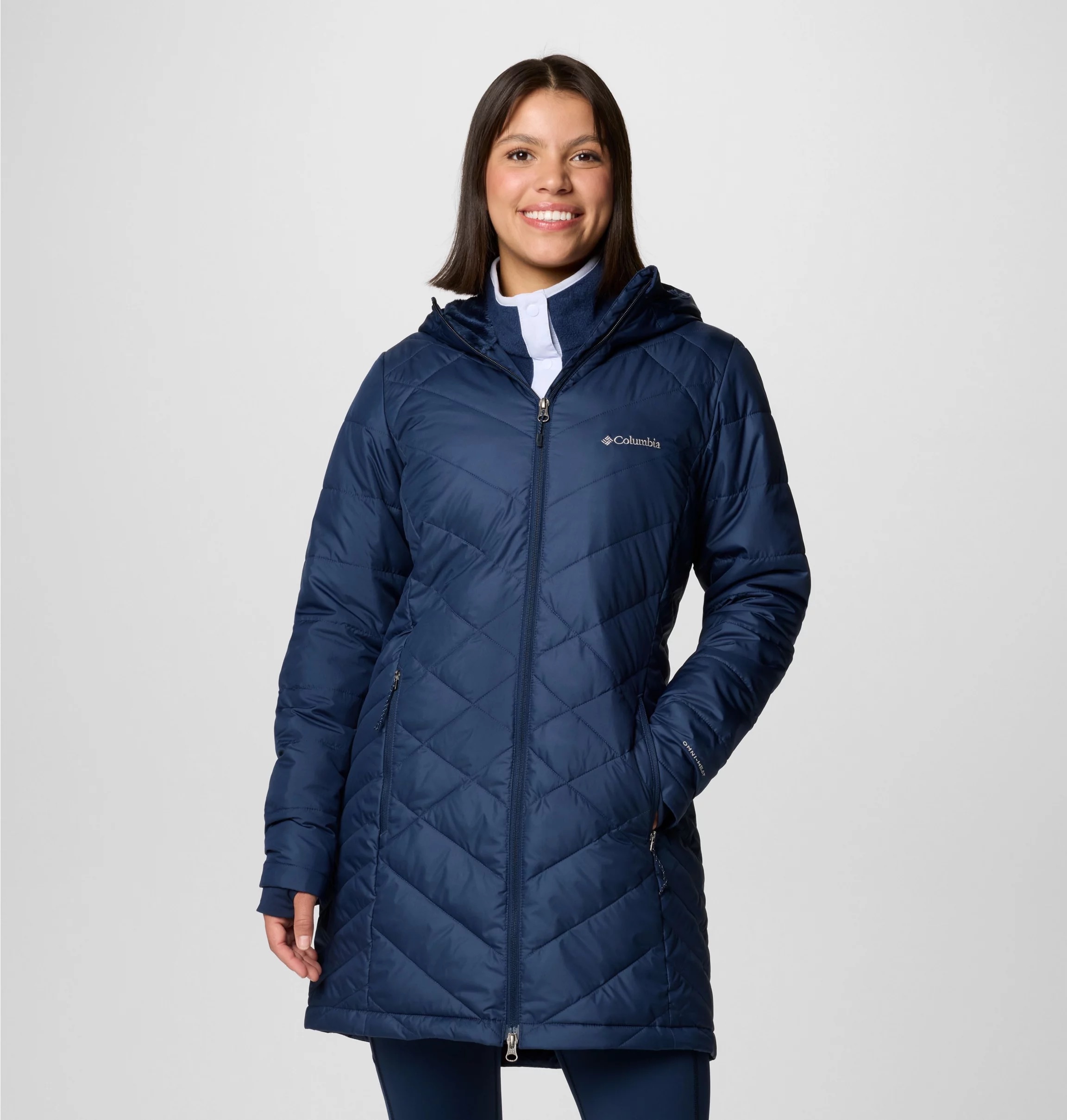 Columbia Steppmantel "Heavenly Long Hooded Jacket" mit Kapuze und hochschließendem Kragen
