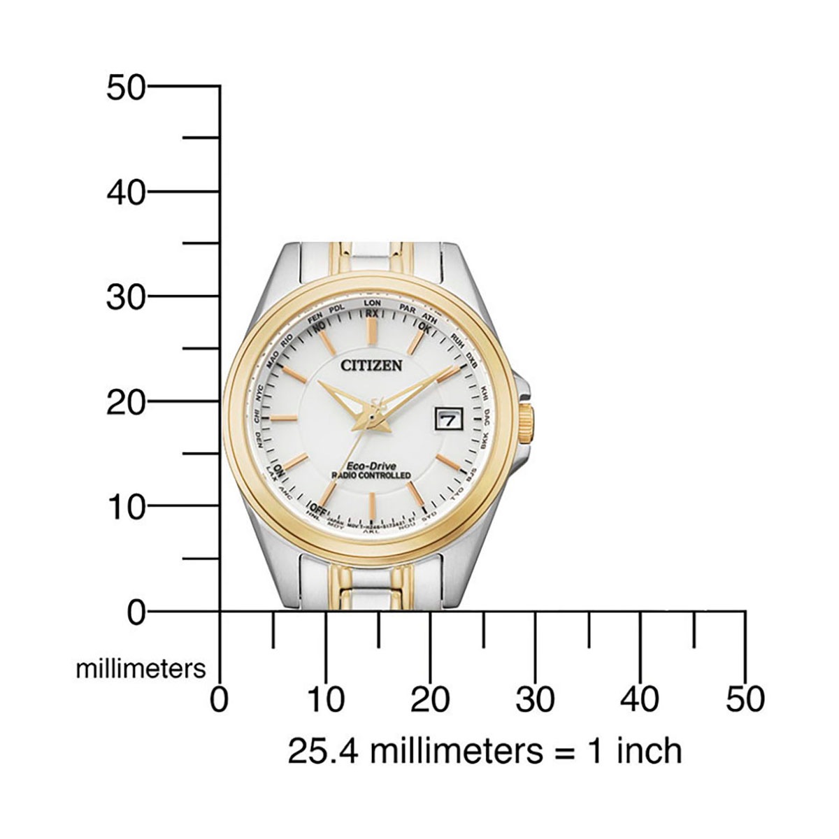 Citizen Funkuhr, Armbanduhr, Damenuhr, Solar, Edelstahlarmband, Saphirglas, Datum