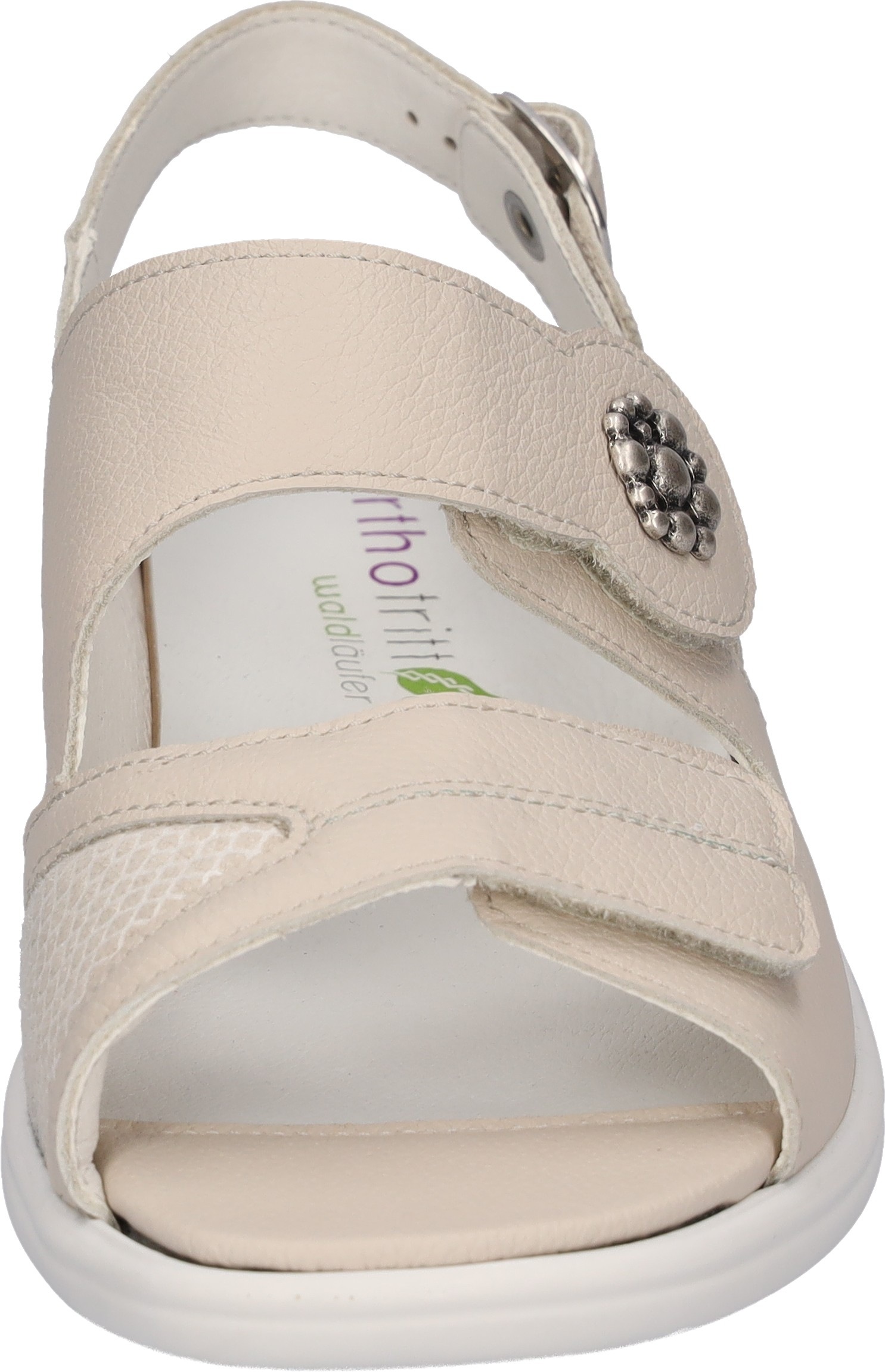 Sandale WALDLÄUFER "KARA Soft", Damen, Gr. 9 (43), creme, Nappaleder, Textil, unifarben, Basic, Schuhe Sandale, Sommerschuh, Keilsandalette mit Orthotritt-Funktion, Extraweite K 3