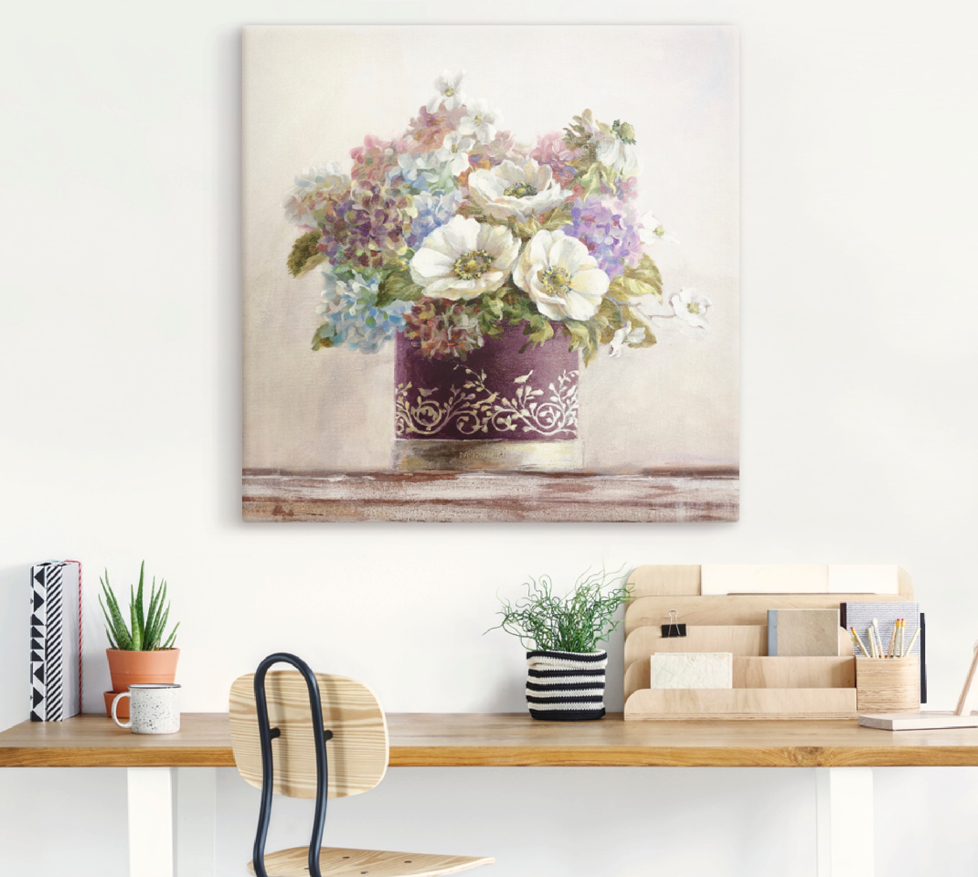 Artland Wandbild »Anemonen in Auberginer Hutschachtel«, Blumen, (1 St.), als Leinwandbild, Poster, Wandaufkleber in verschied. Größen