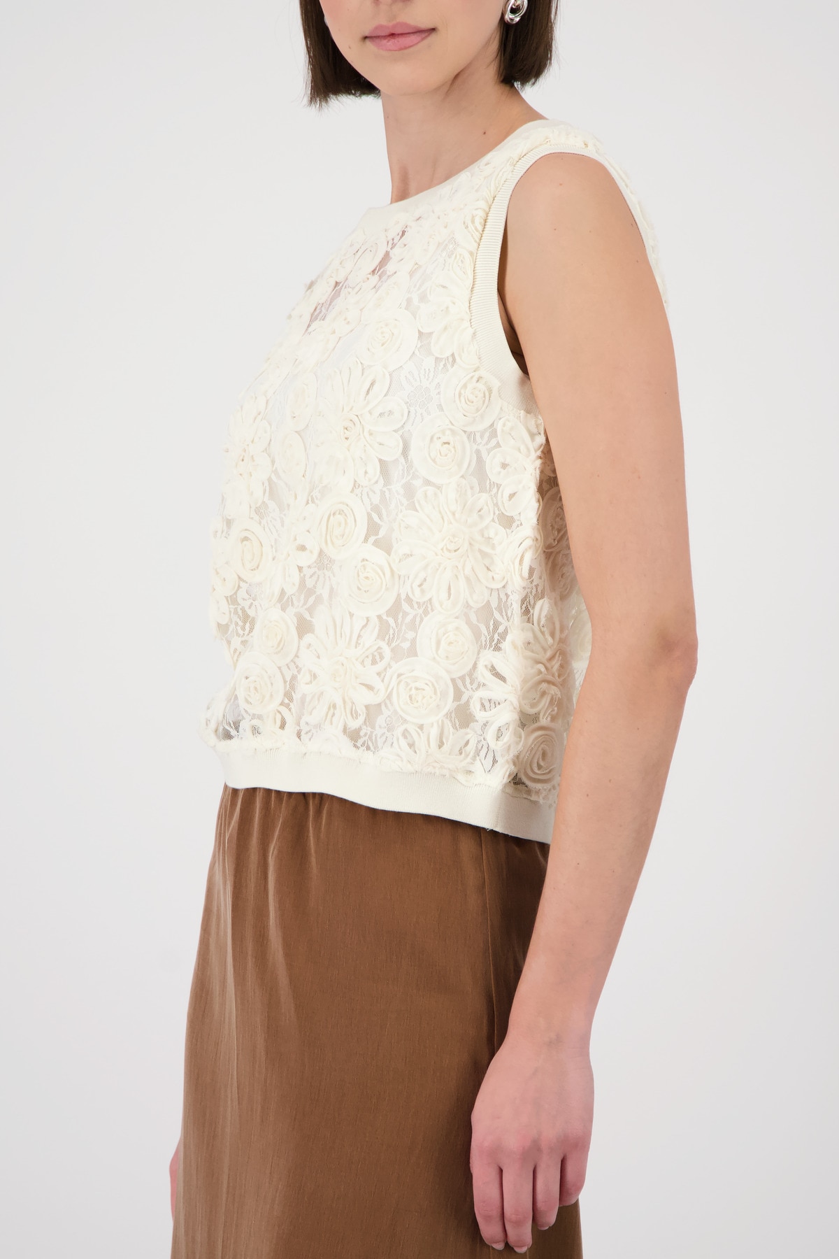 Monari Tanktop »Pullover Stricktop Spitze« Regular fit mit Spitze