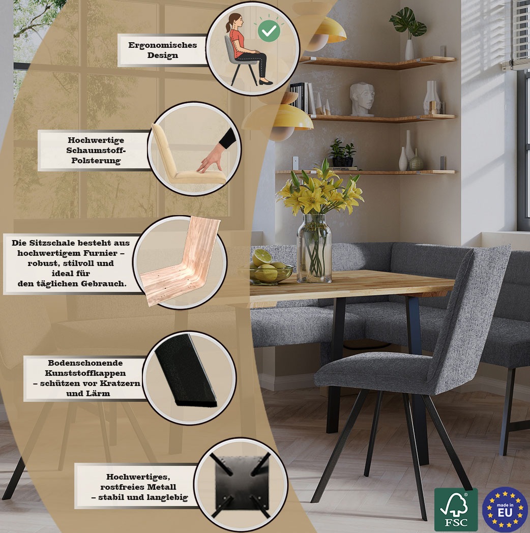 Thumbnail - OTTO home 4-Fußstuhl "Sava" (Set) 2 Stk.Metallgestell