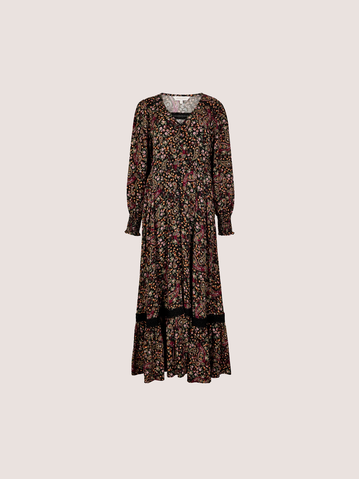 Apricot Maxikleid »Paisley-Blumen-Kleid in langer Länge« mit Spitzendetails
