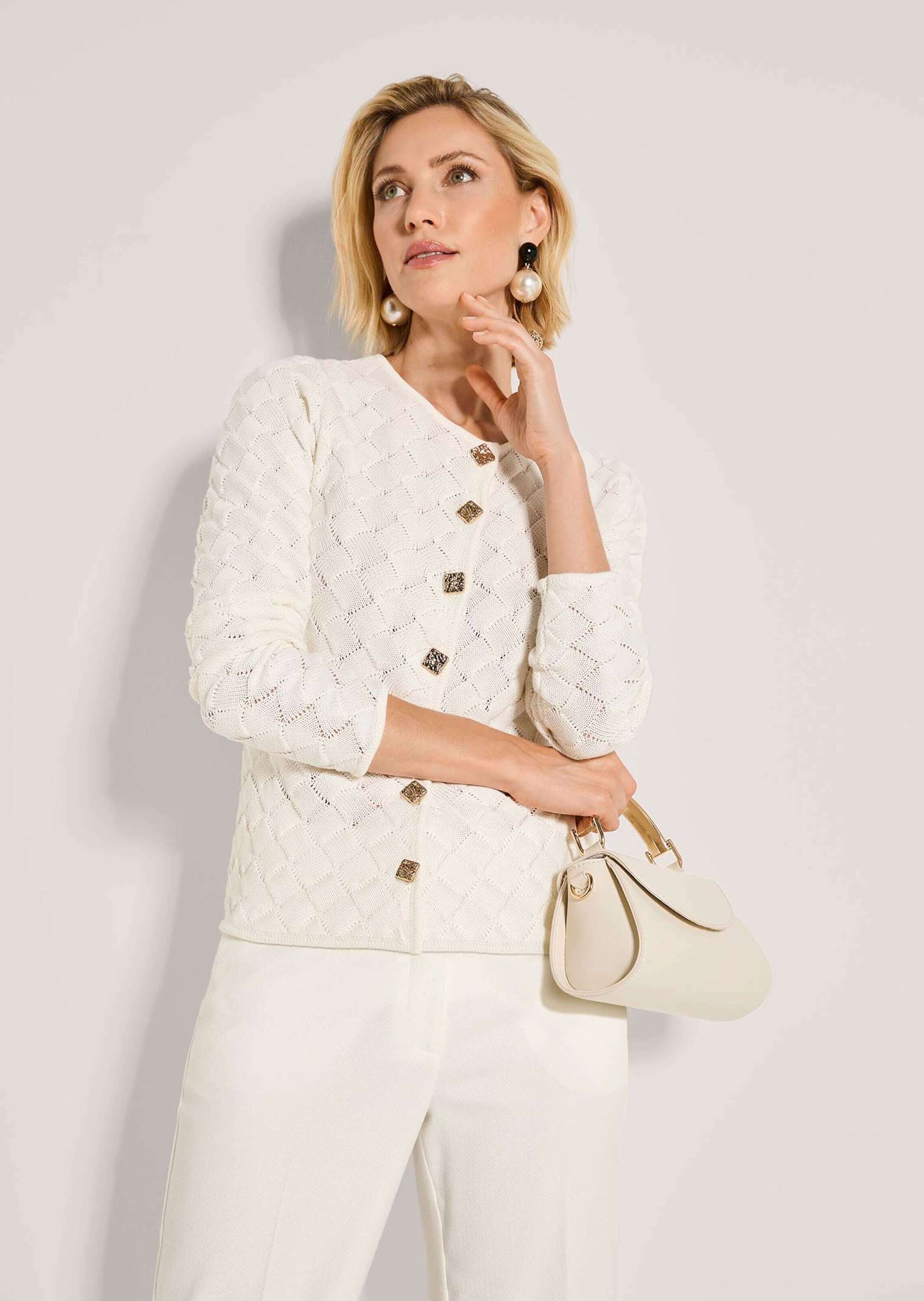 MADELEINE Strickjacke »Strickblazer Edler Struktur-Blazer mit Strickmuster, Langarm« Allover-Strickmuster