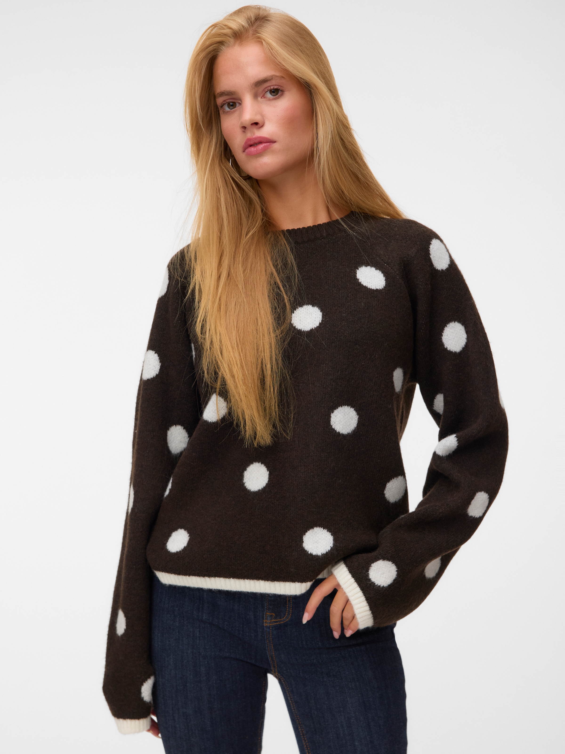 Vero Moda Rundhalspullover "VMLIV LS KNIT EXP EXP" Kunstfaser