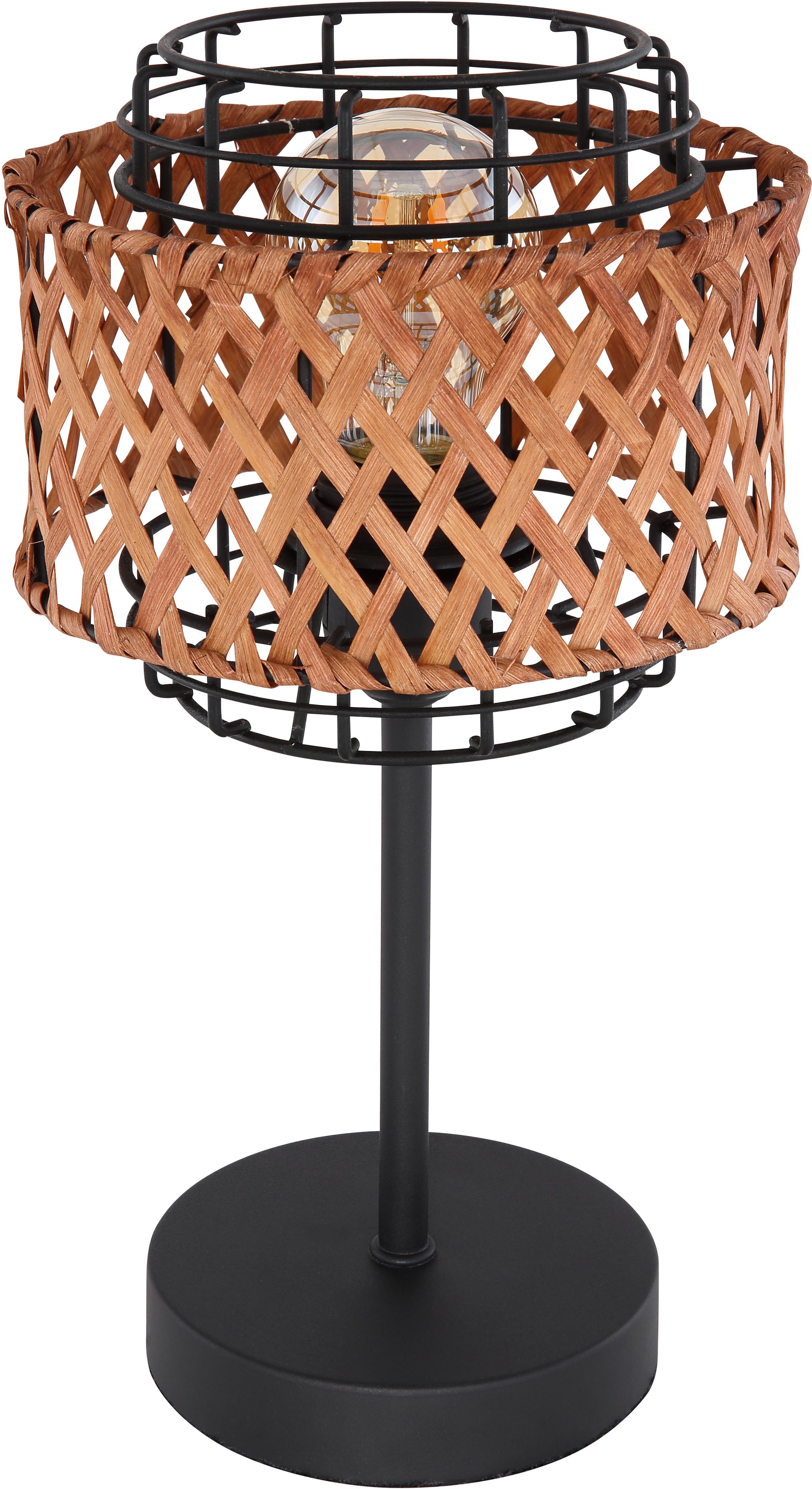 GLOBO LIGHTING Tischleuchte »GINA«, Leuchtmittel E27 | ohne Leuchtmittel, Tischlampe/Bambus/Geflecht/vintage/Wohnbereich/Schlafzimmer