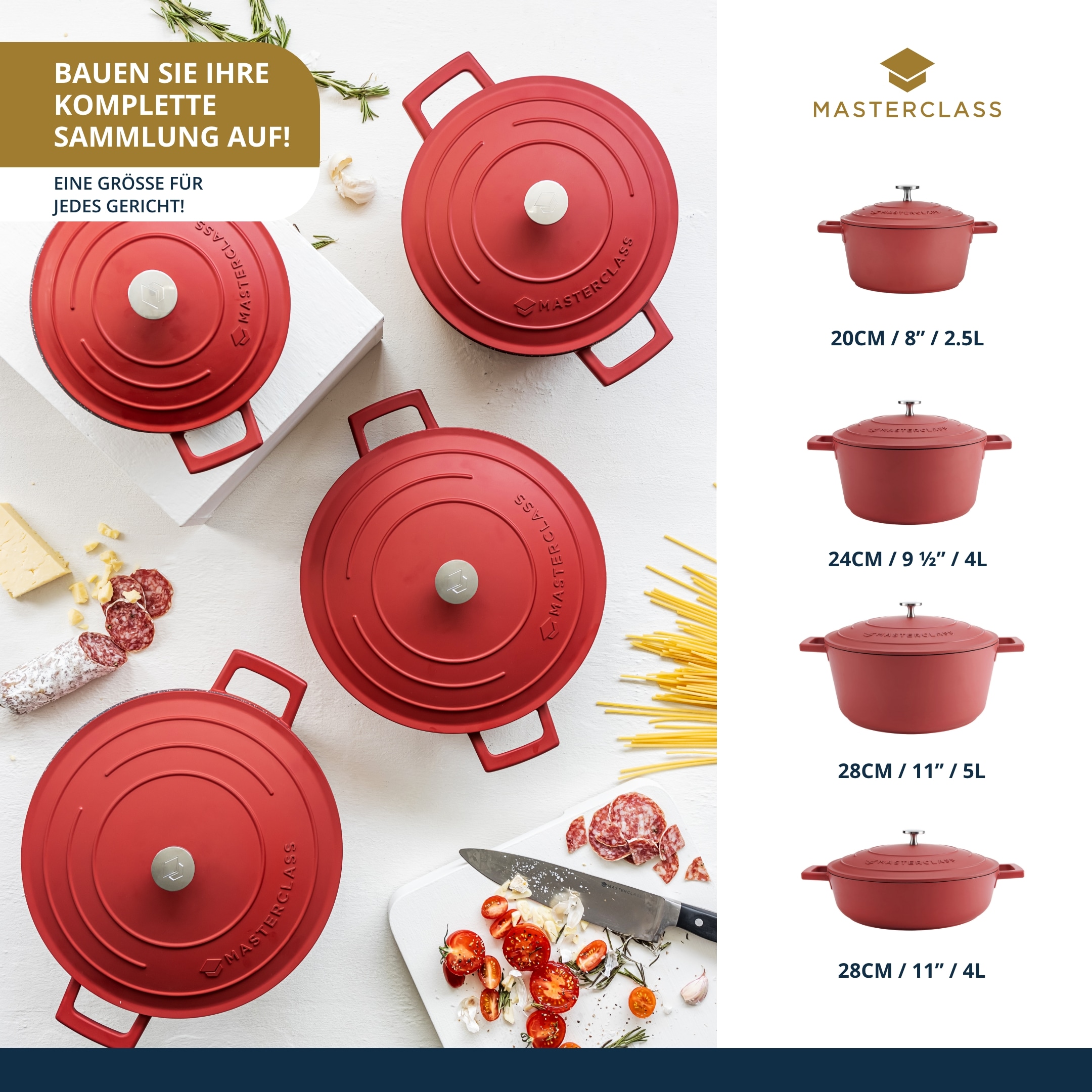 Master Class Kasserolle »MasterClass«, Aluminiumguss, flach, 2,5 L, ultraleicht, kratzfeste Antihaftbeschichtung, Induktion