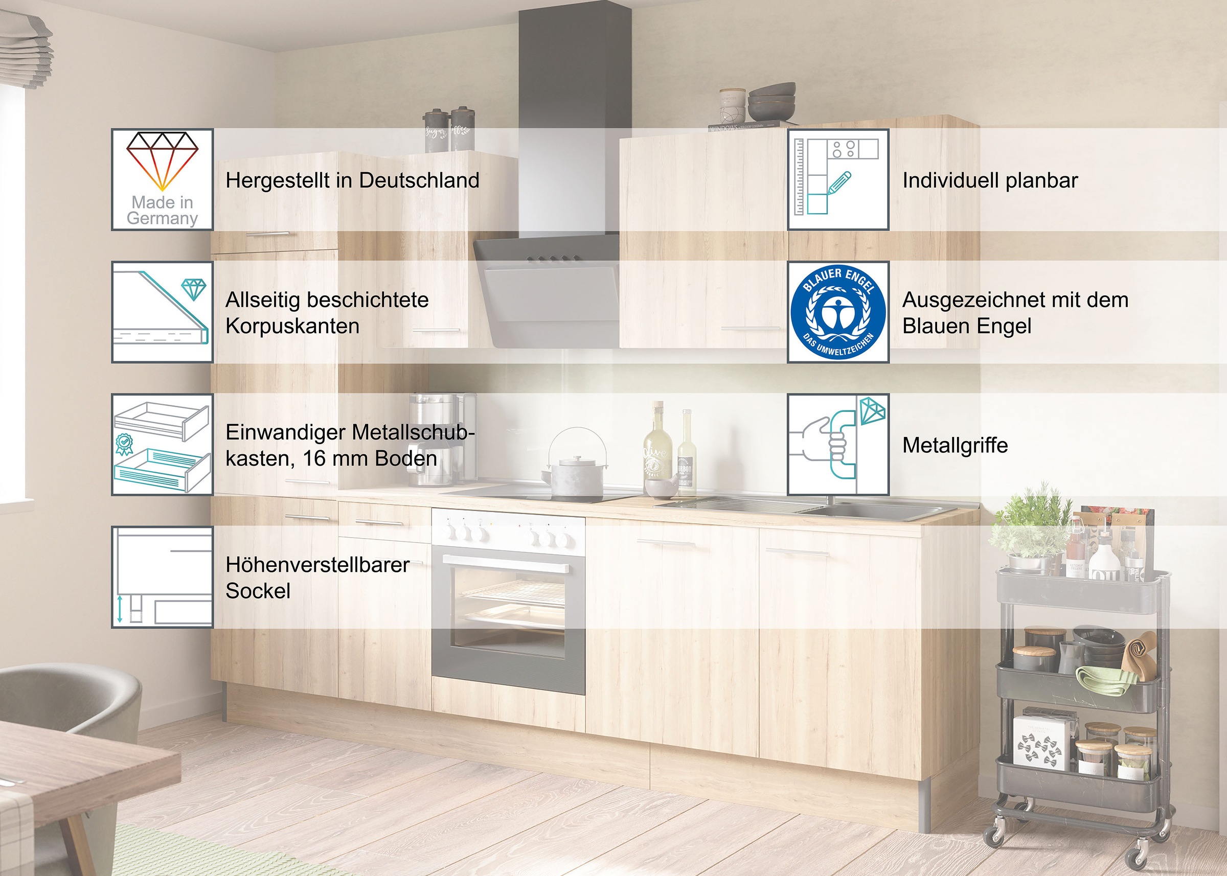 OPTIFIT Spülenunterschrank »Fiona« Breite 90 cm, mit höhenverstellbaren Stellfüßen