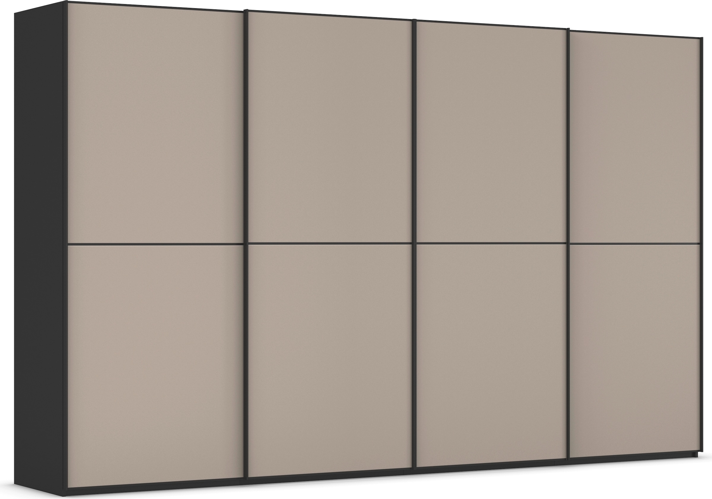 rauch Schwebetürenschrank "Kleiderschrank Schrank Garderobe Schlafzimmerschrank SCALE-DUO" edle zweigeteilte Türen Glas-Front mit 3 Zierleisten MADE IN GERMANY