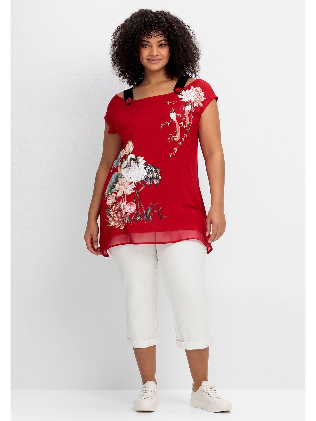 sheego by Joe Browns T-Shirt »Große Größen«, mit Trägern und platziertem  Druck für bestellen | BAUR
